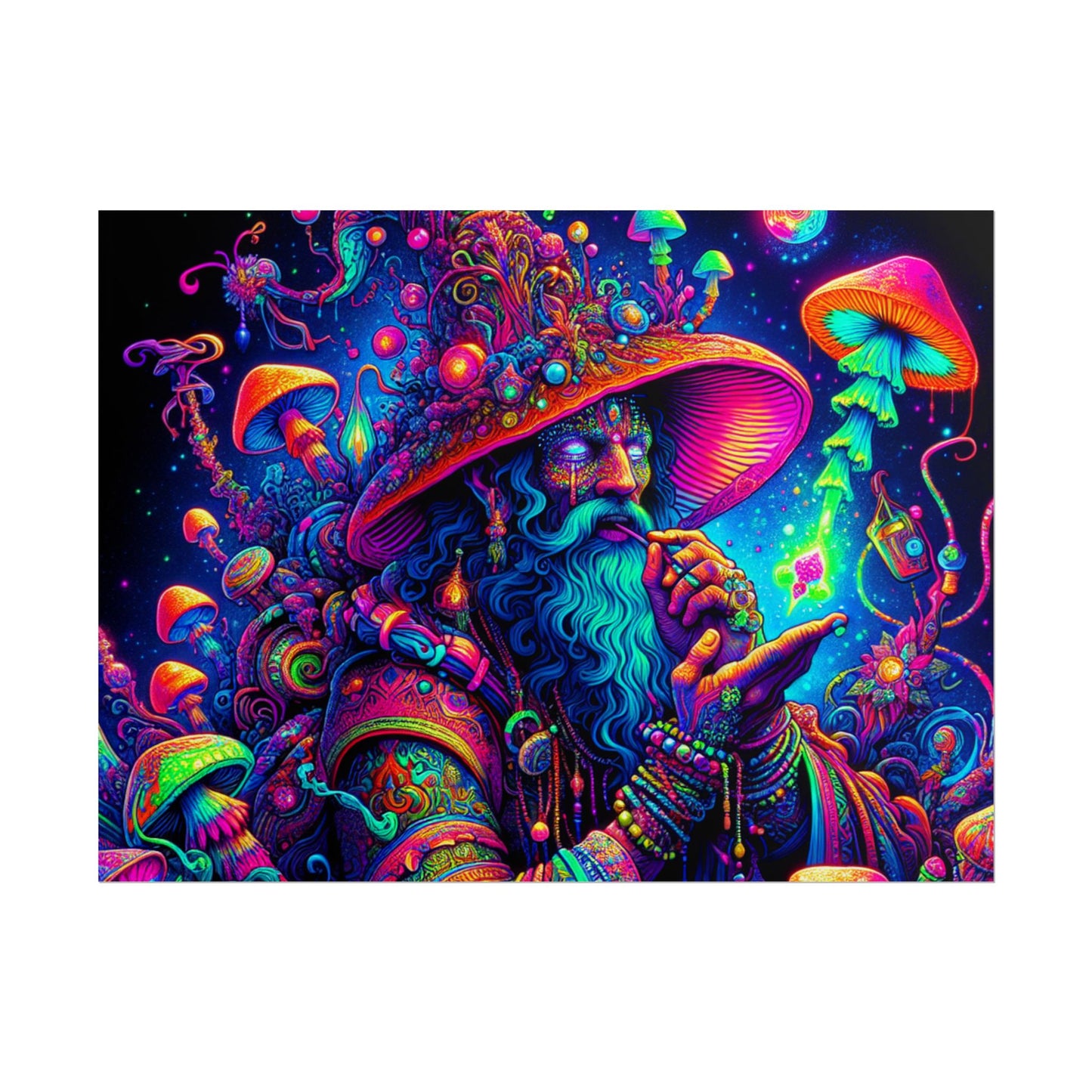 Psychedelic Wizard Rolled Poster - Vibrant Wall Art for Bohemian Decor