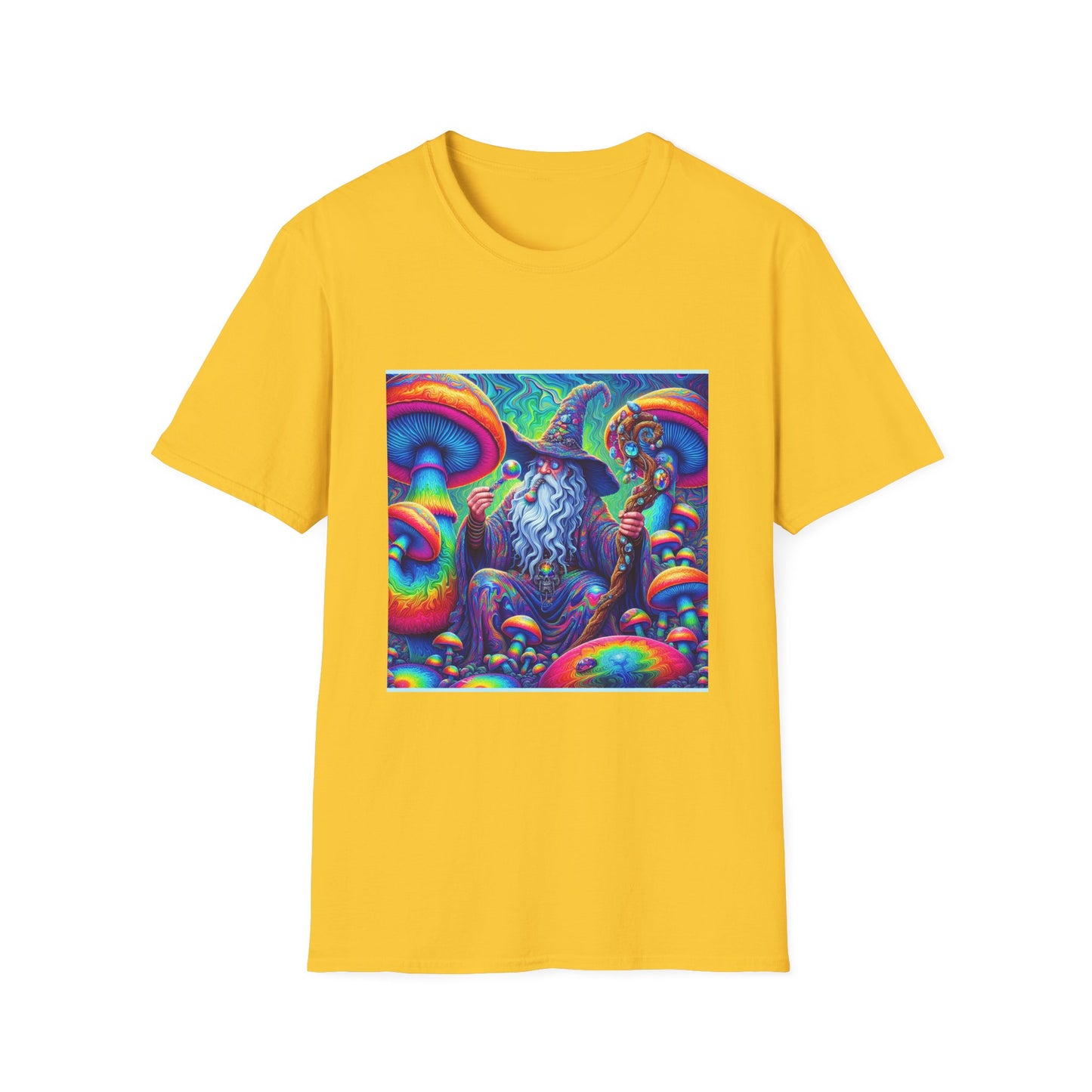 Psychedelic Mushroom Wizard Unisex T-Shirt | Vibrant Art Tee for Nature Lovers