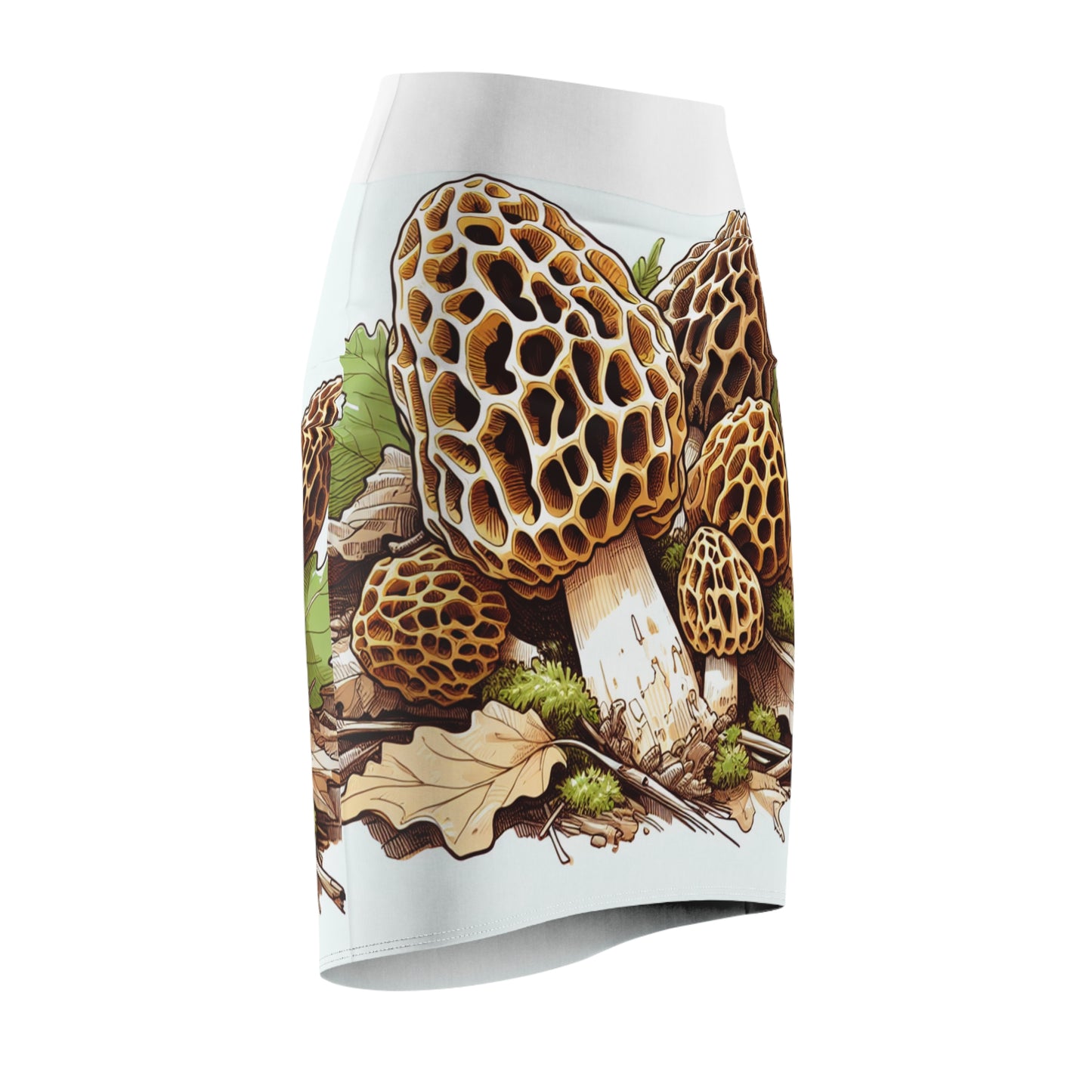 Morel Mushroom Print Women's Pencil Skirt - Nature-Inspired Fashion