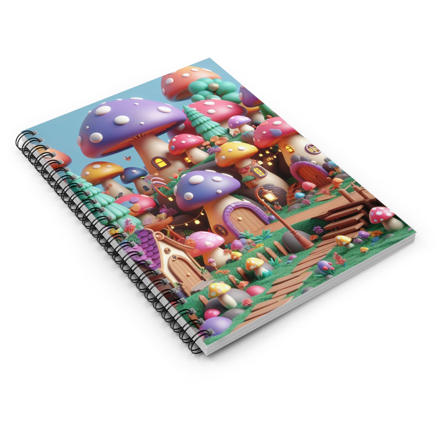 Whimsical Mushroom Design Spiral Notebook - Ruled Line for Creative Minds