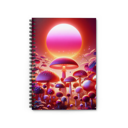 Pink Mushrooms Spiral Notebook - Ruled Line