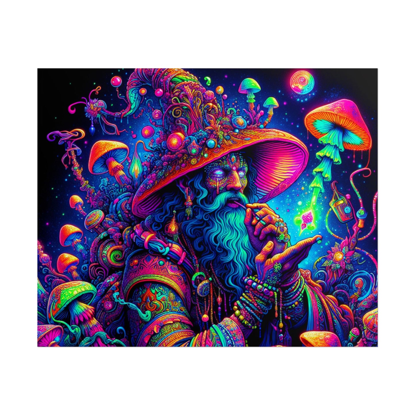 Psychedelic Wizard Rolled Poster - Vibrant Wall Art for Bohemian Decor