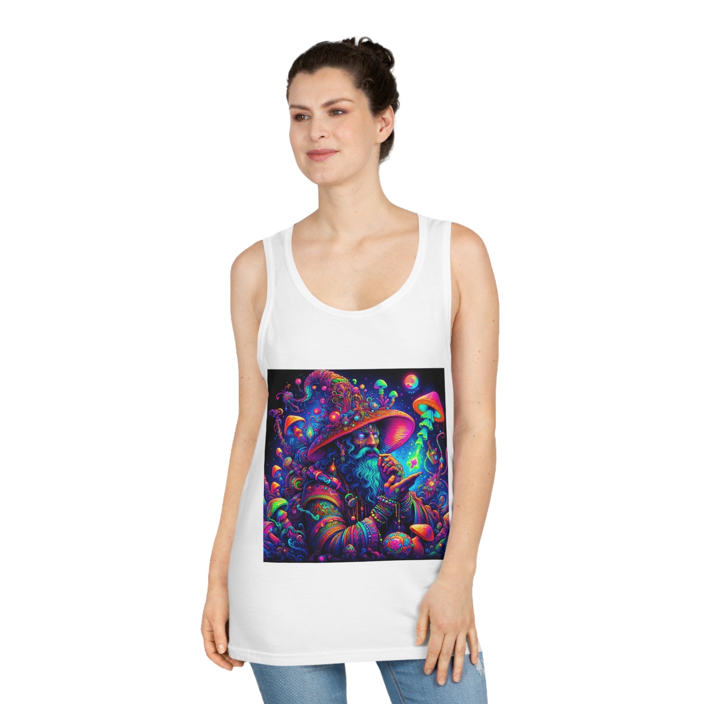 Vibrant Mushroom Art Unisex Tank Top - Psychedelic Design for Music Festivals & Summer Fun