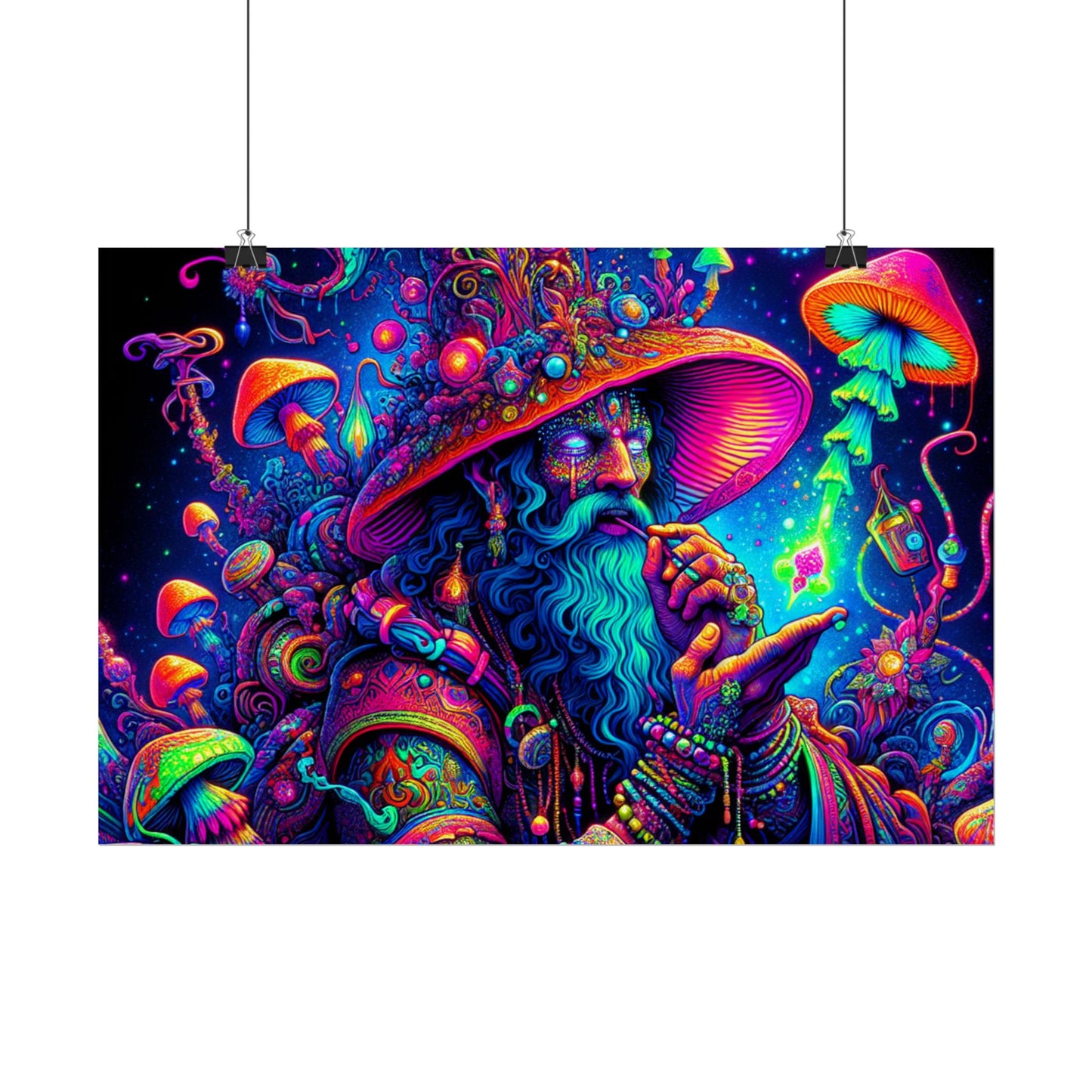 Psychedelic Wizard Rolled Poster - Vibrant Wall Art for Bohemian Decor