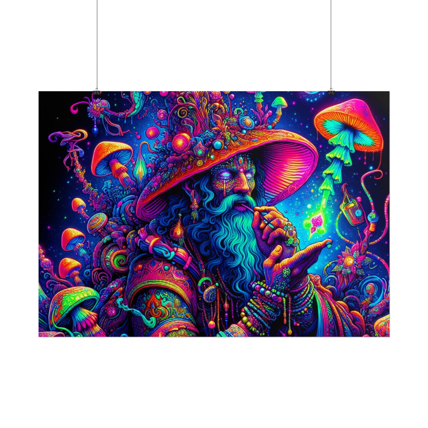 Psychedelic Wizard Rolled Poster - Vibrant Wall Art for Bohemian Decor