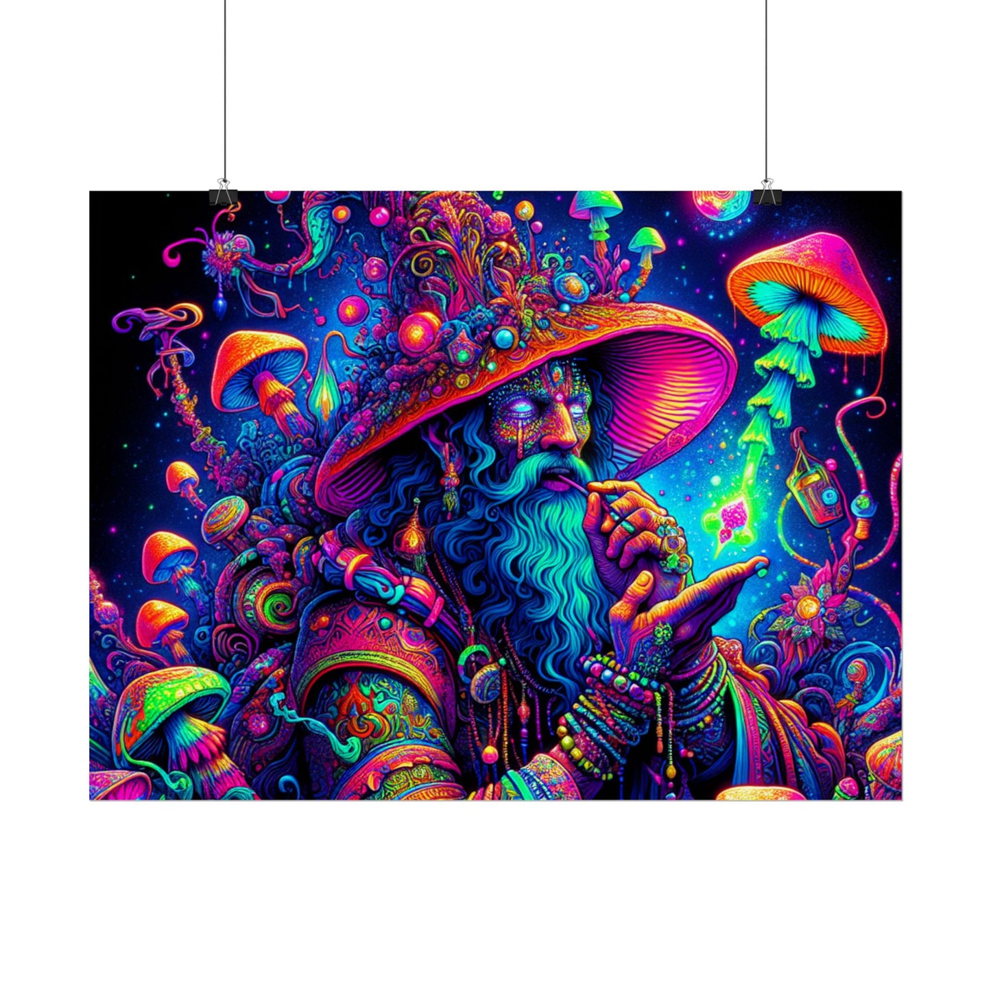 Psychedelic Wizard Rolled Poster - Vibrant Wall Art for Bohemian Decor