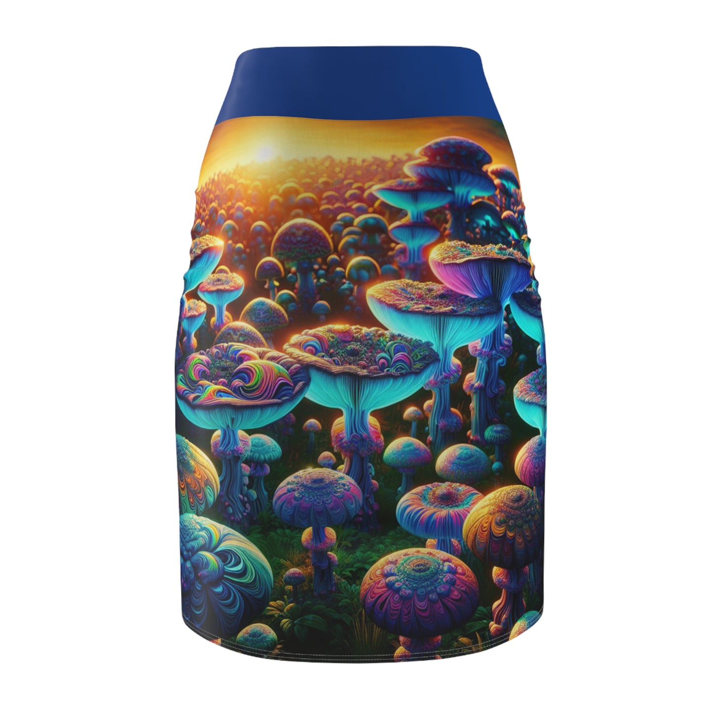 Vibrant Mushroom Print Pencil Skirt for Women – Unique Urban Style