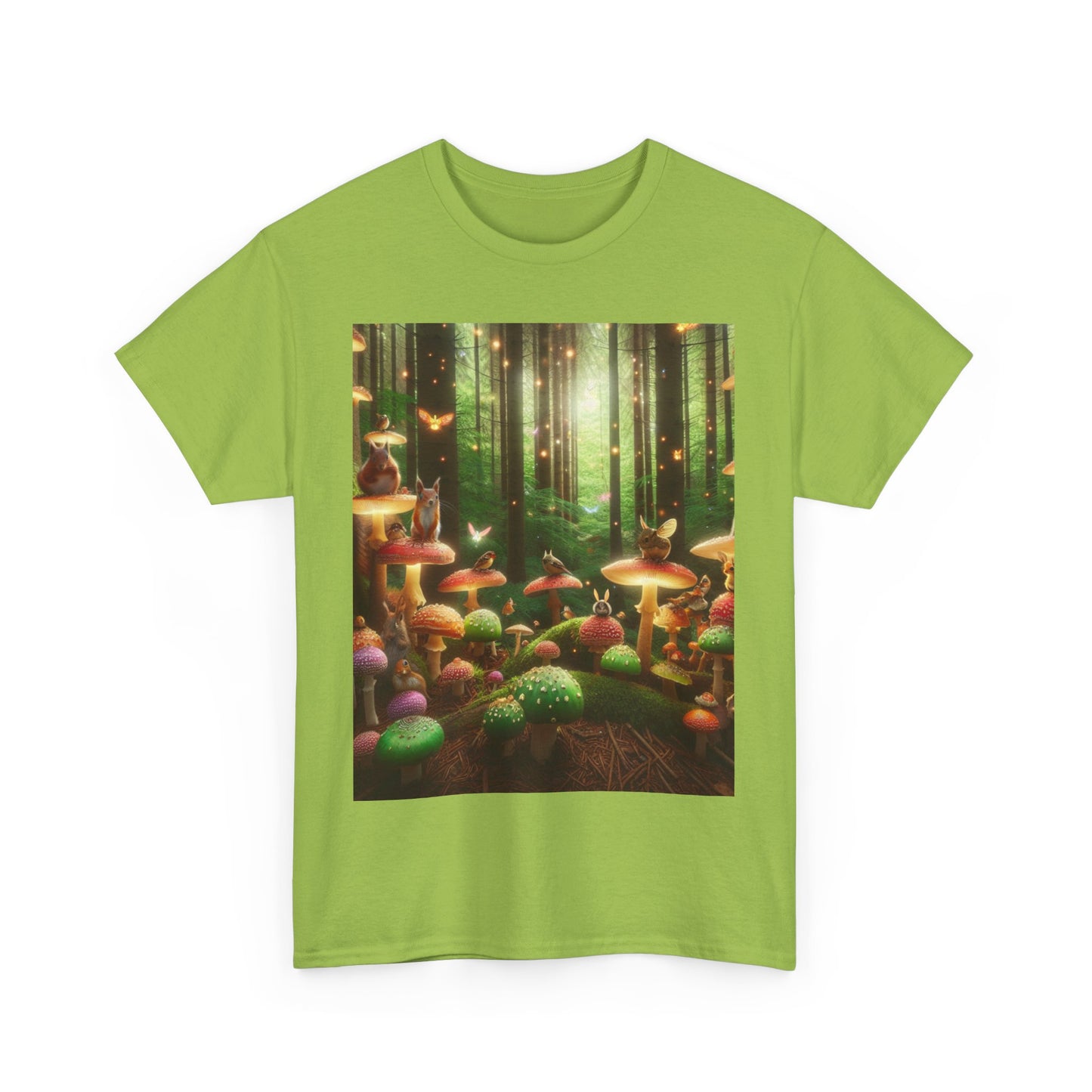 Unisex Heavy Cotton Mystical Forest Mushroom Print Tee