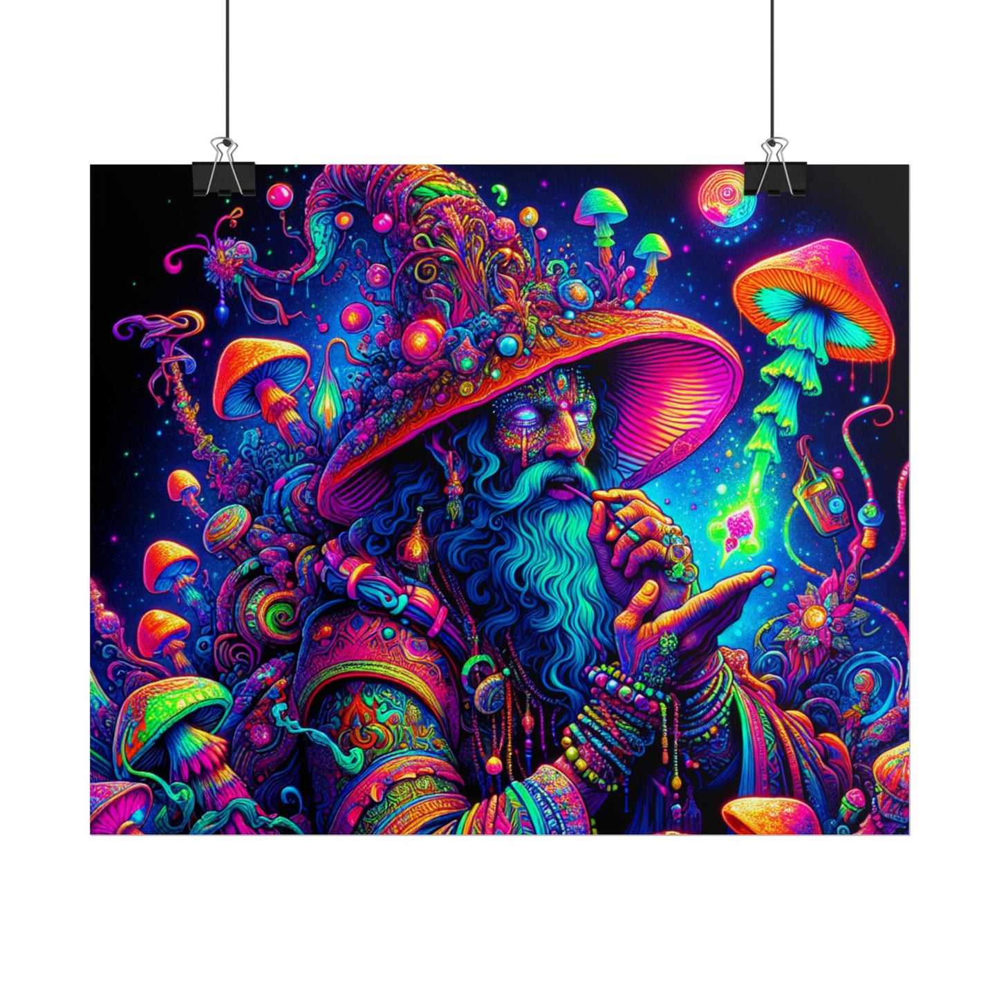 Psychedelic Wizard Rolled Poster - Vibrant Wall Art for Bohemian Decor