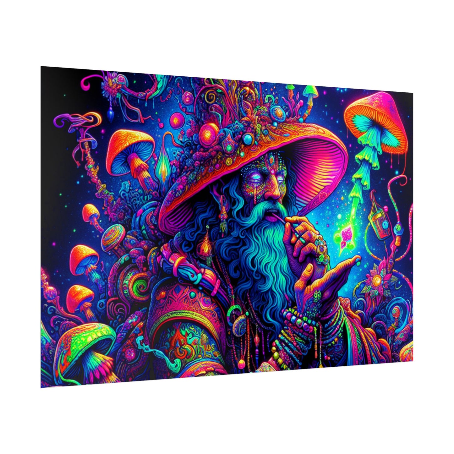 Psychedelic Wizard Rolled Poster - Vibrant Wall Art for Bohemian Decor