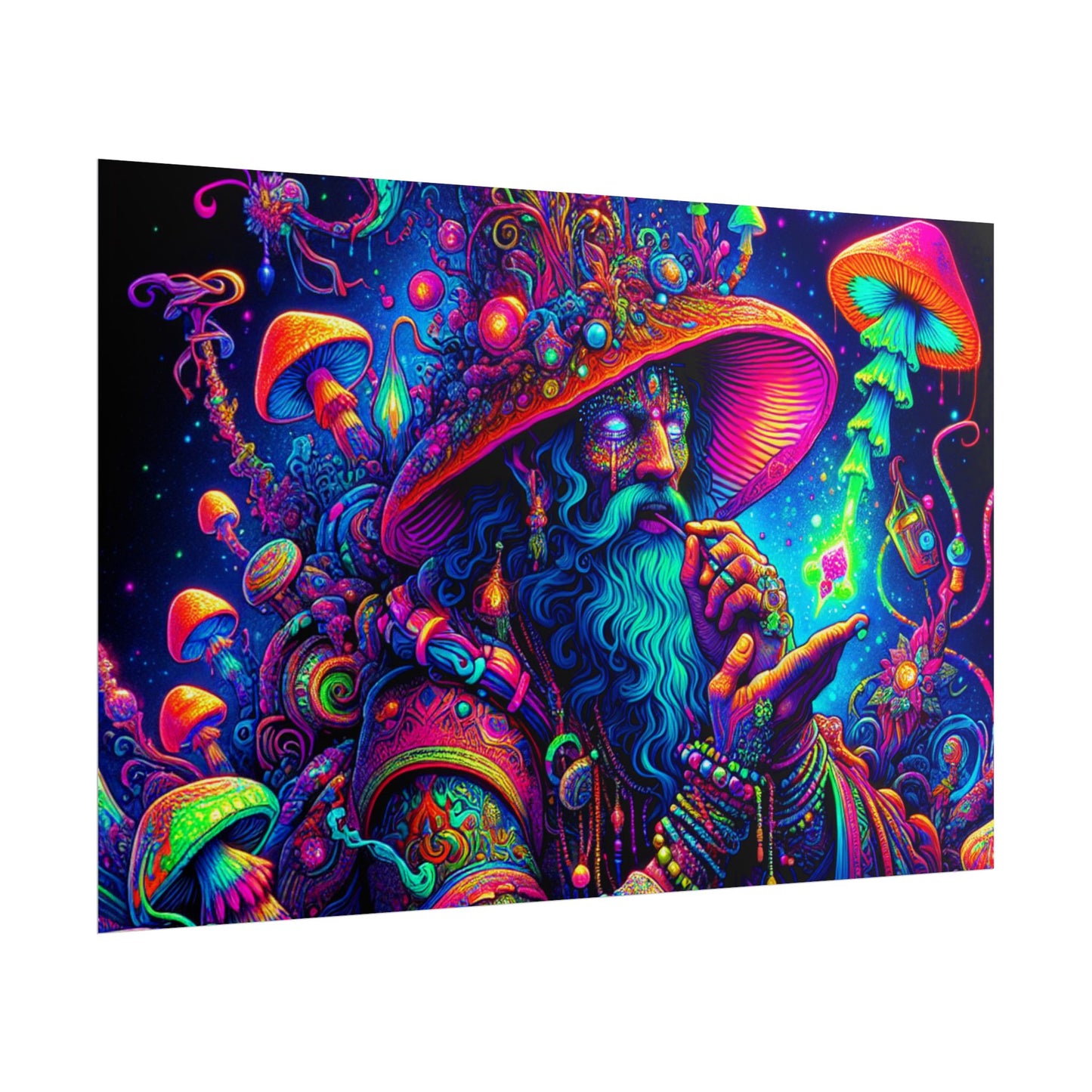 Psychedelic Wizard Rolled Poster - Vibrant Wall Art for Bohemian Decor