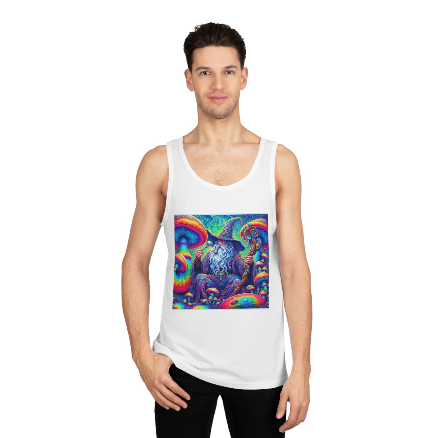 Psychedelic Wizard Tank Top | Unisex Softstyle Tee for Festivals & Casual Wear