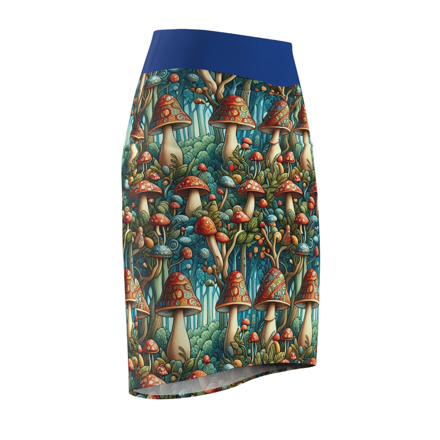 Whimsical Forest Mushroom Women's Pencil Skirt - Vibrant, Nature-Inspired Fashion