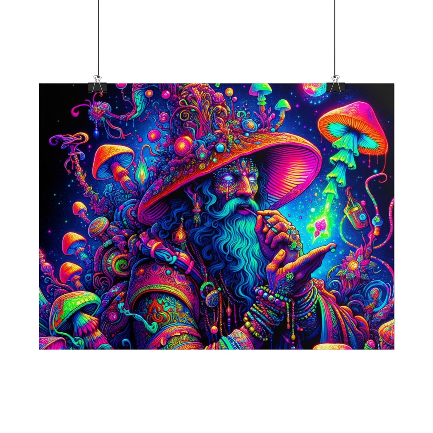 Psychedelic Wizard Rolled Poster - Vibrant Wall Art for Bohemian Decor