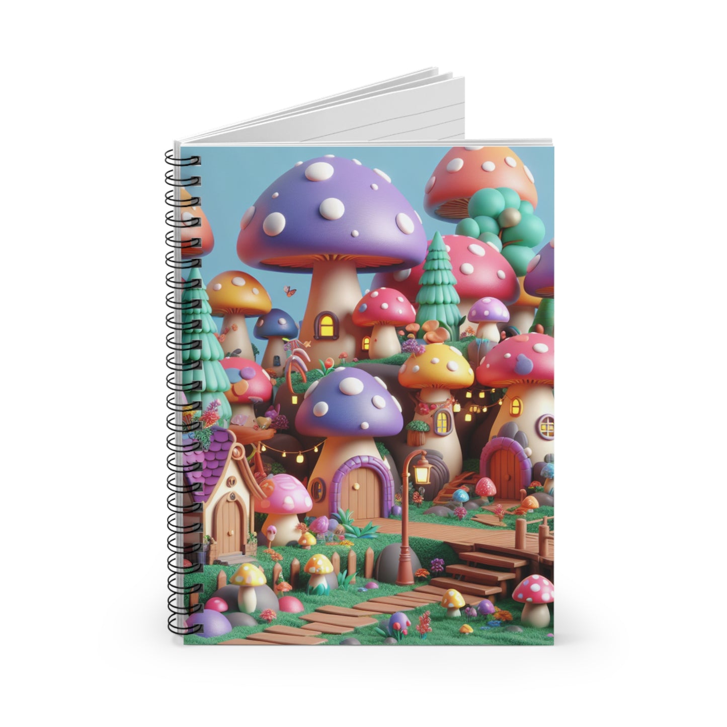 Whimsical Mushroom Design Spiral Notebook - Ruled Line for Creative Minds