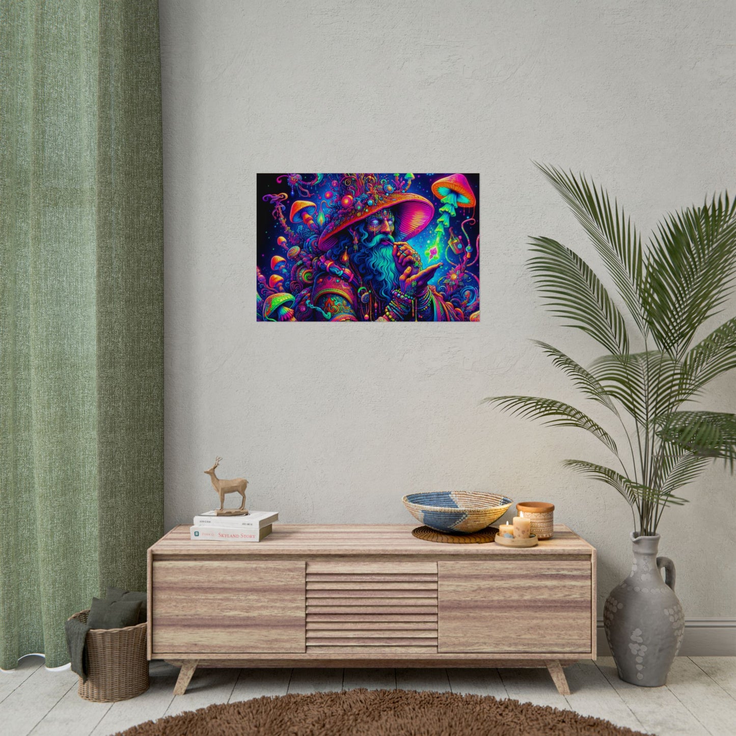 Psychedelic Wizard Rolled Poster - Vibrant Wall Art for Bohemian Decor