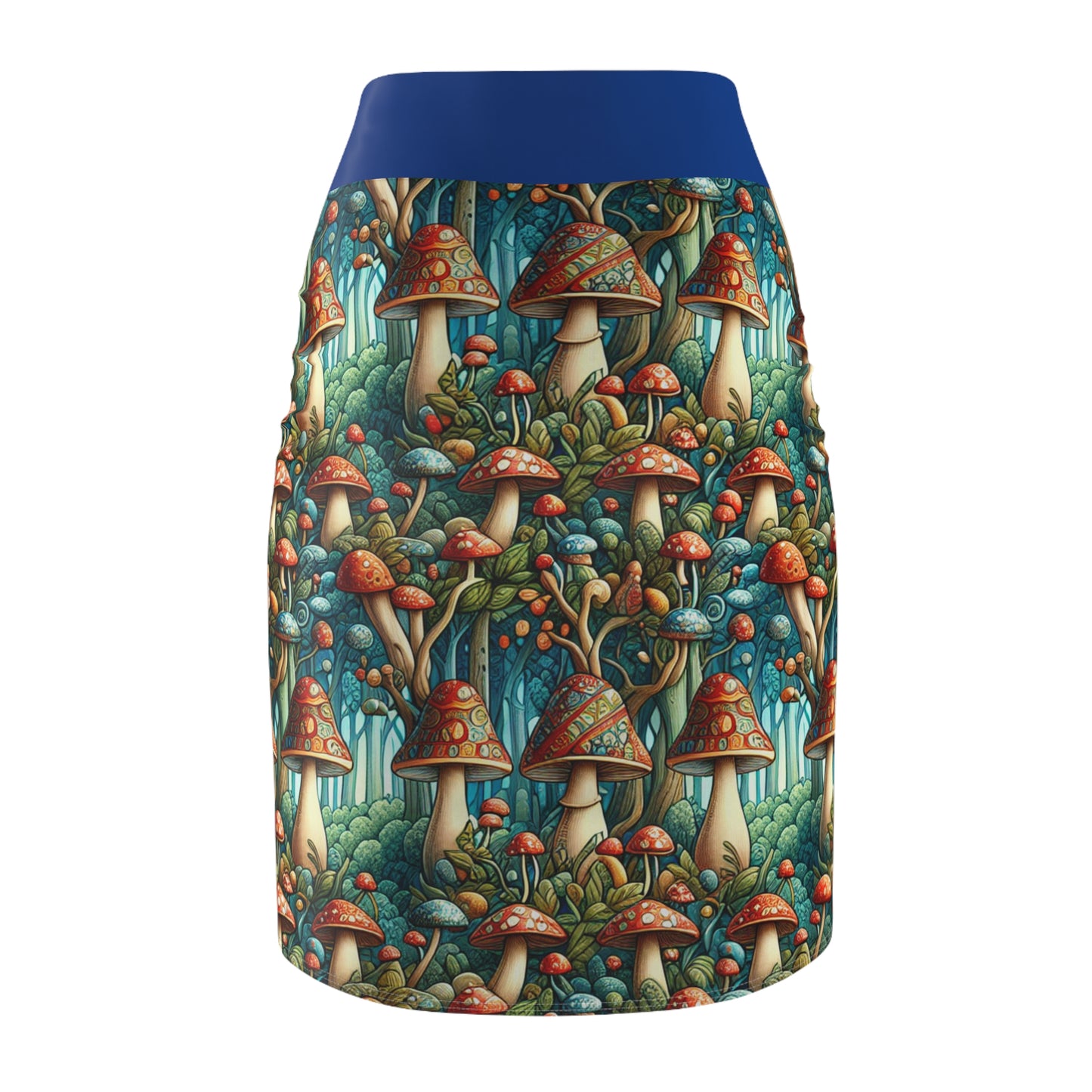 Whimsical Forest Mushroom Women's Pencil Skirt - Vibrant, Nature-Inspired Fashion