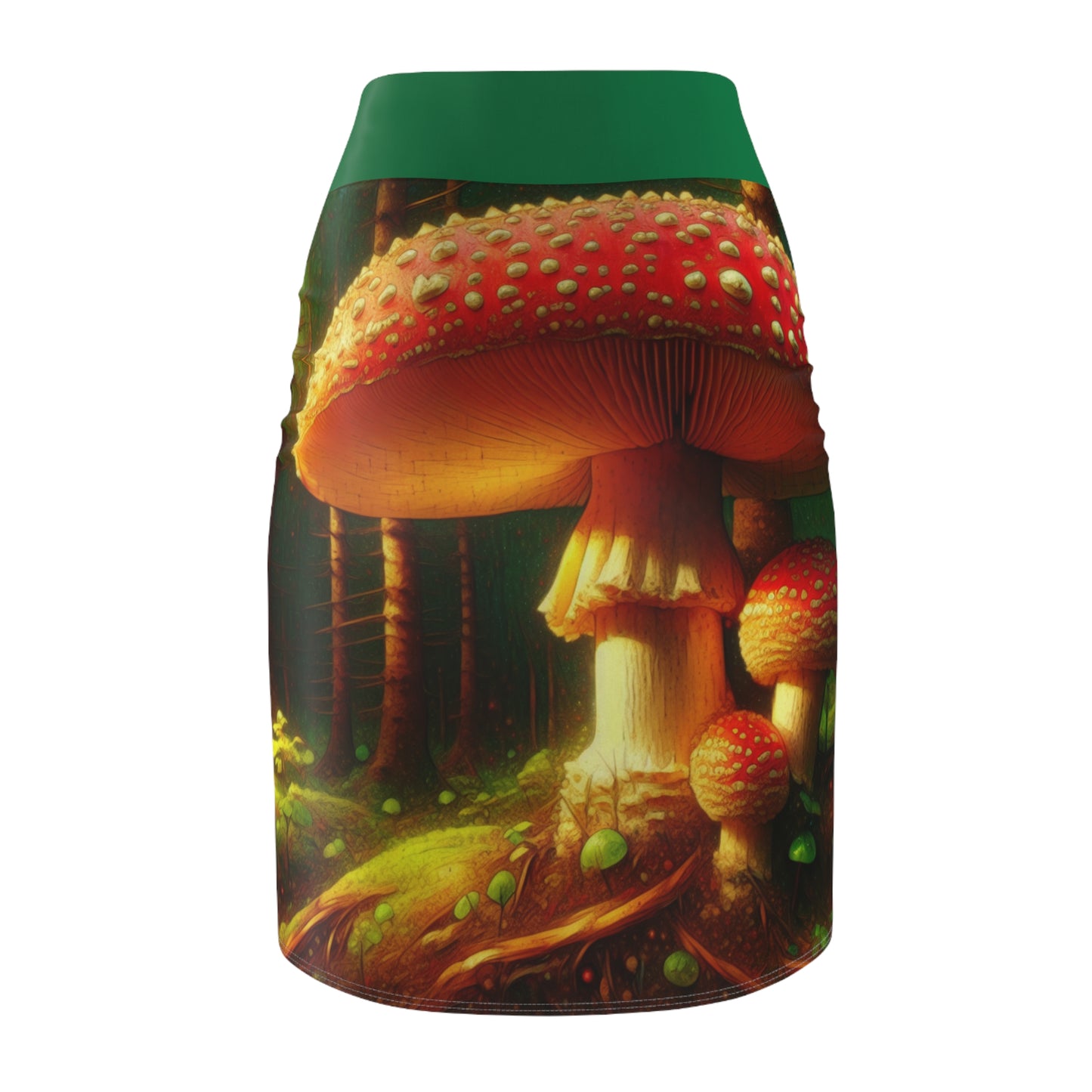 Whimsical Mushroom Women's Pencil Skirt – Enchanting Fungi Design