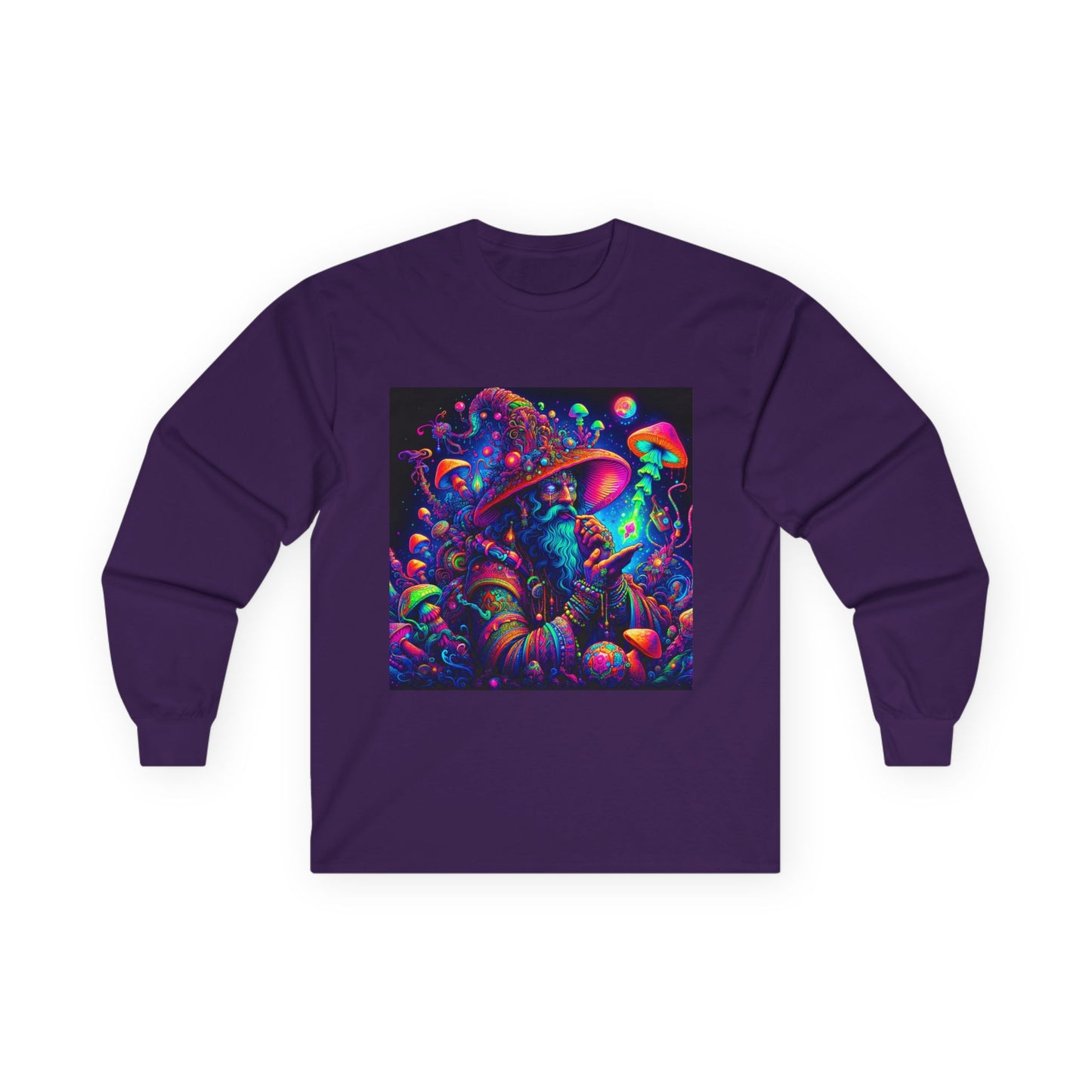 Psychedelic Mushroom Unisex Long Sleeve Tee - Colorful Trippy Art T-Shirt