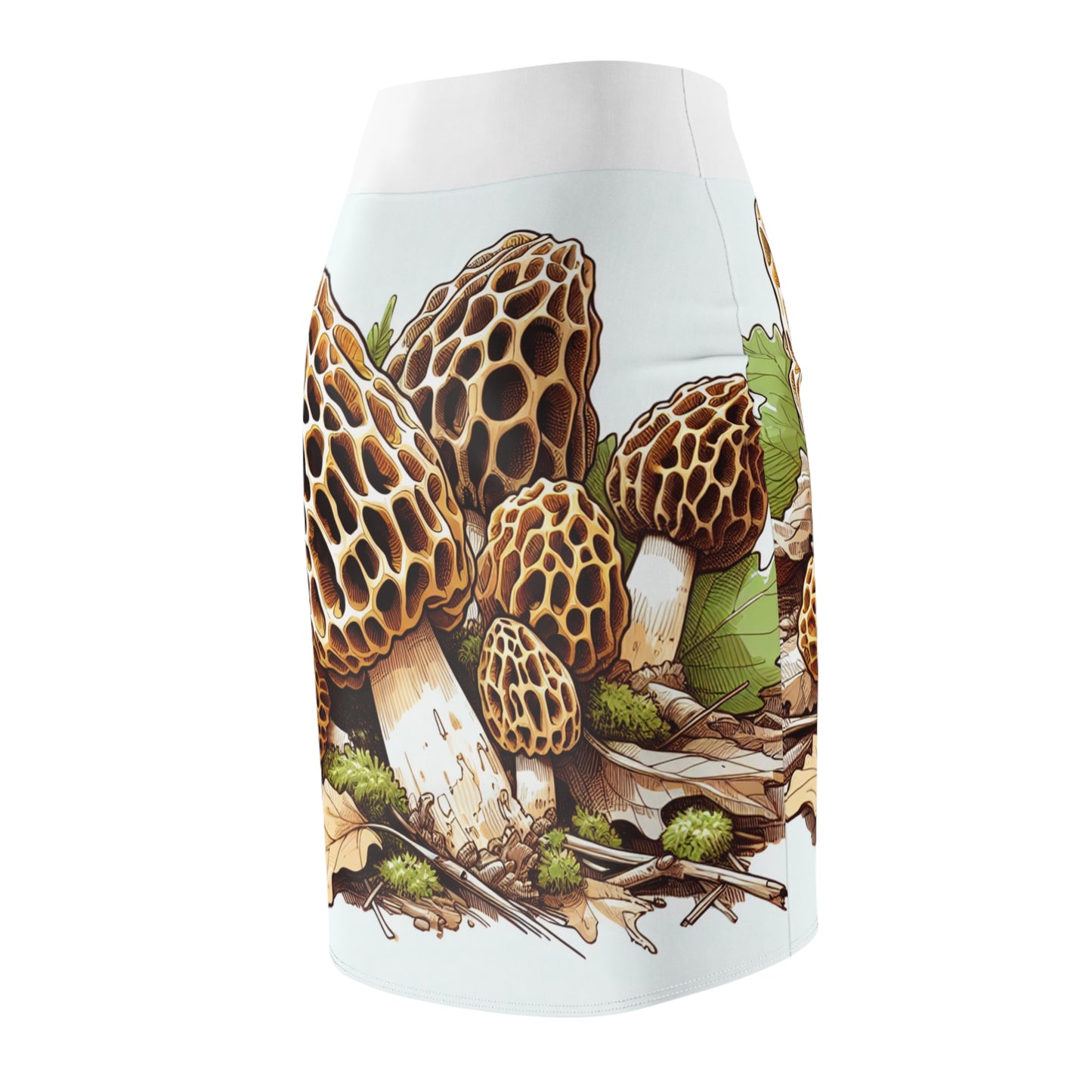 Morel Mushroom Print Women's Pencil Skirt - Nature-Inspired Fashion