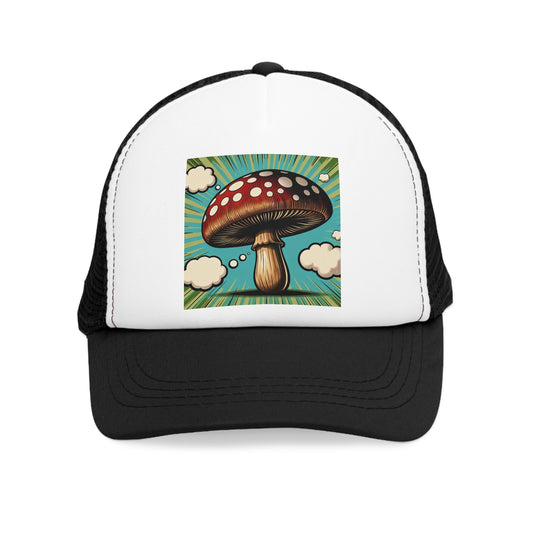 Vintage Mushroom Graphic Mesh Cap - Eco-Friendly Trucker Hat