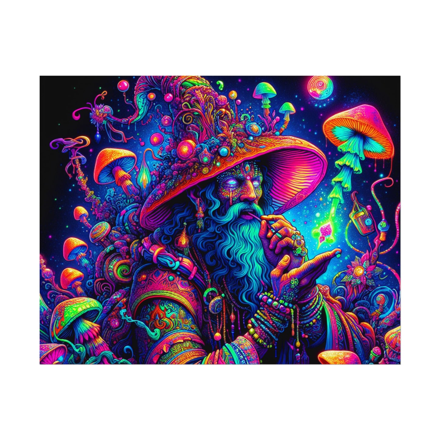 Psychedelic Wizard Rolled Poster - Vibrant Wall Art for Bohemian Decor