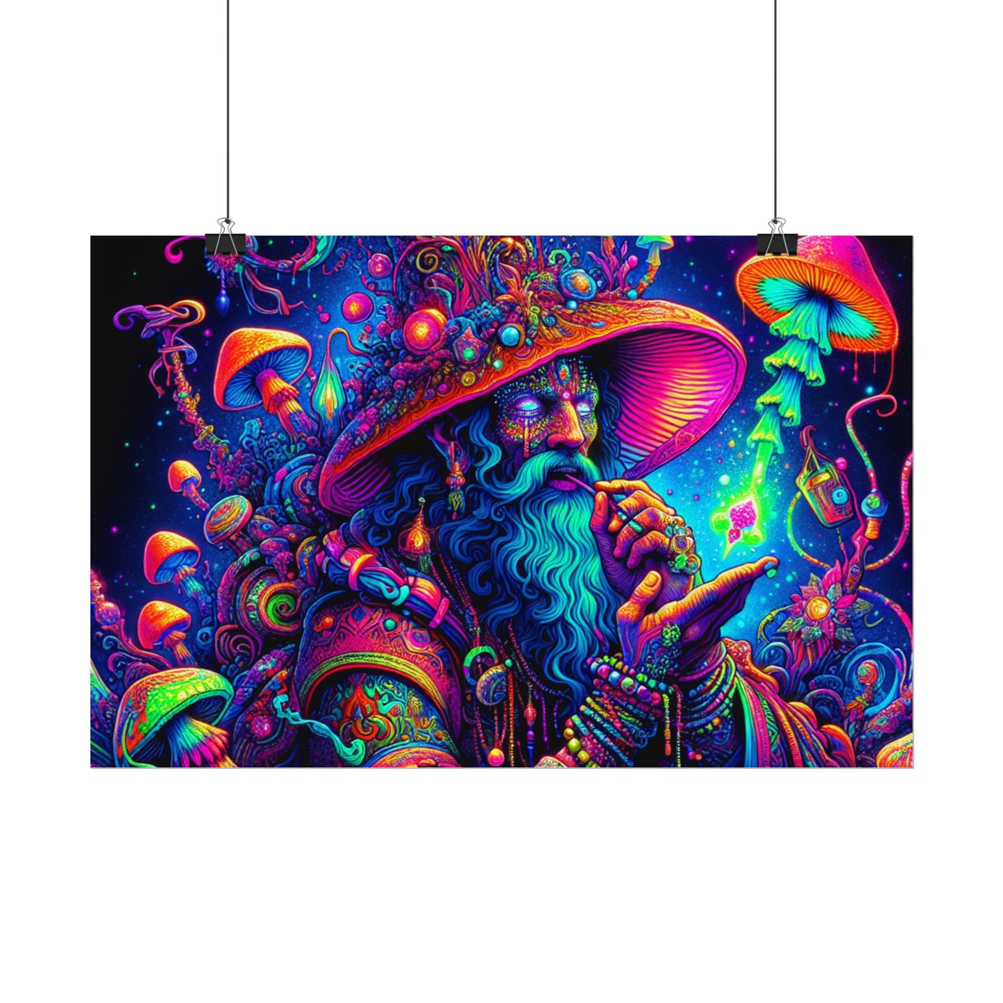 Psychedelic Wizard Rolled Poster - Vibrant Wall Art for Bohemian Decor