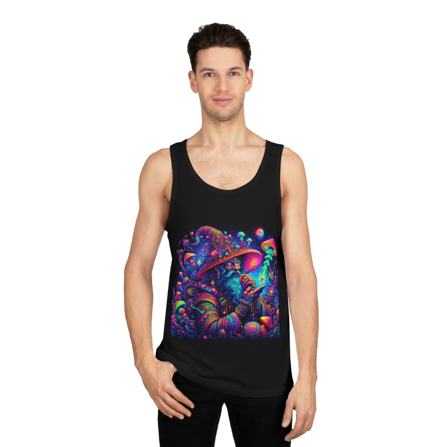 Vibrant Mushroom Art Unisex Tank Top - Psychedelic Design for Music Festivals & Summer Fun