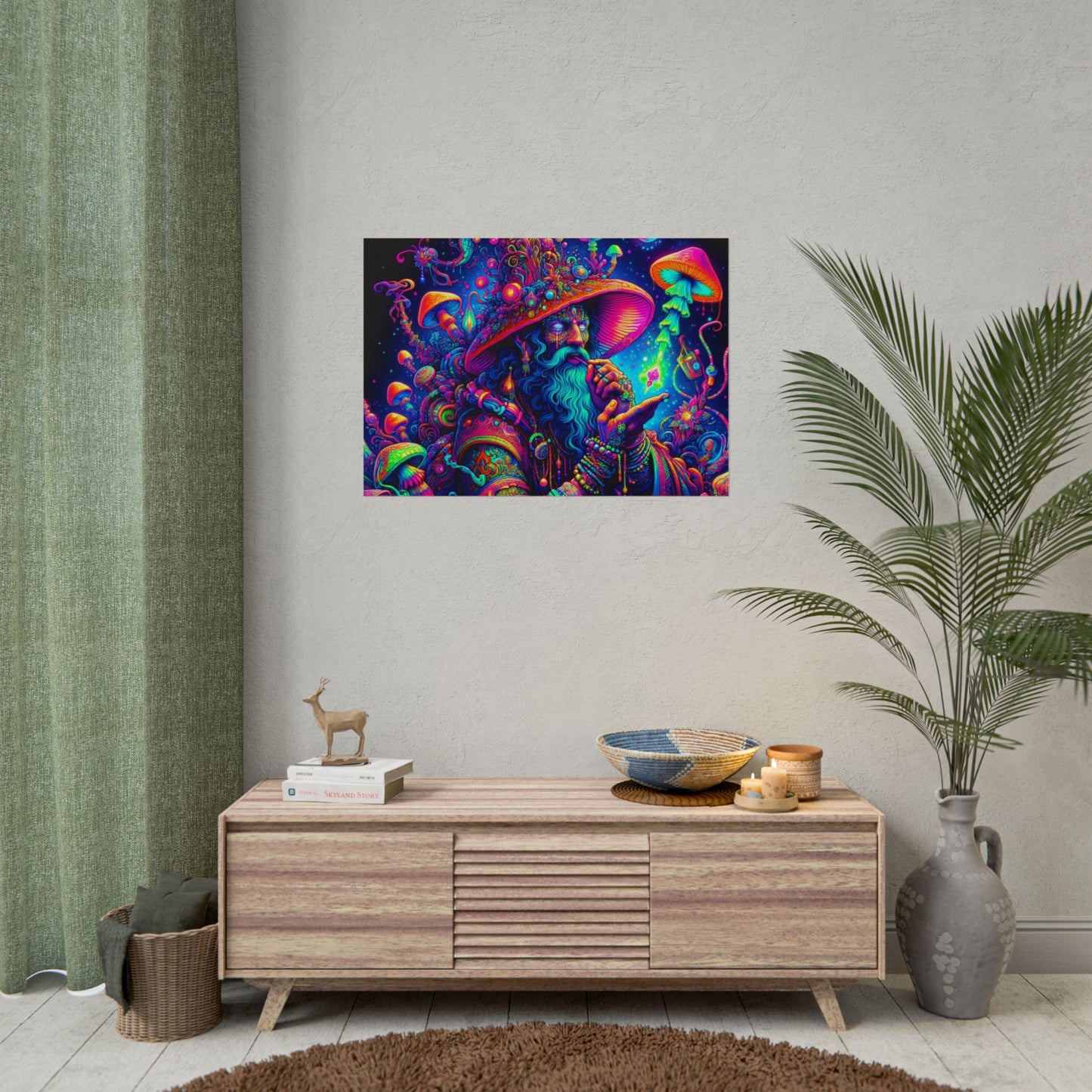 Psychedelic Wizard Rolled Poster - Vibrant Wall Art for Bohemian Decor