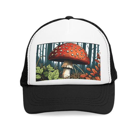 Forest Mushroom Mesh Cap - Nature-Inspired Trucker Hat for Outdoors Enthusiasts