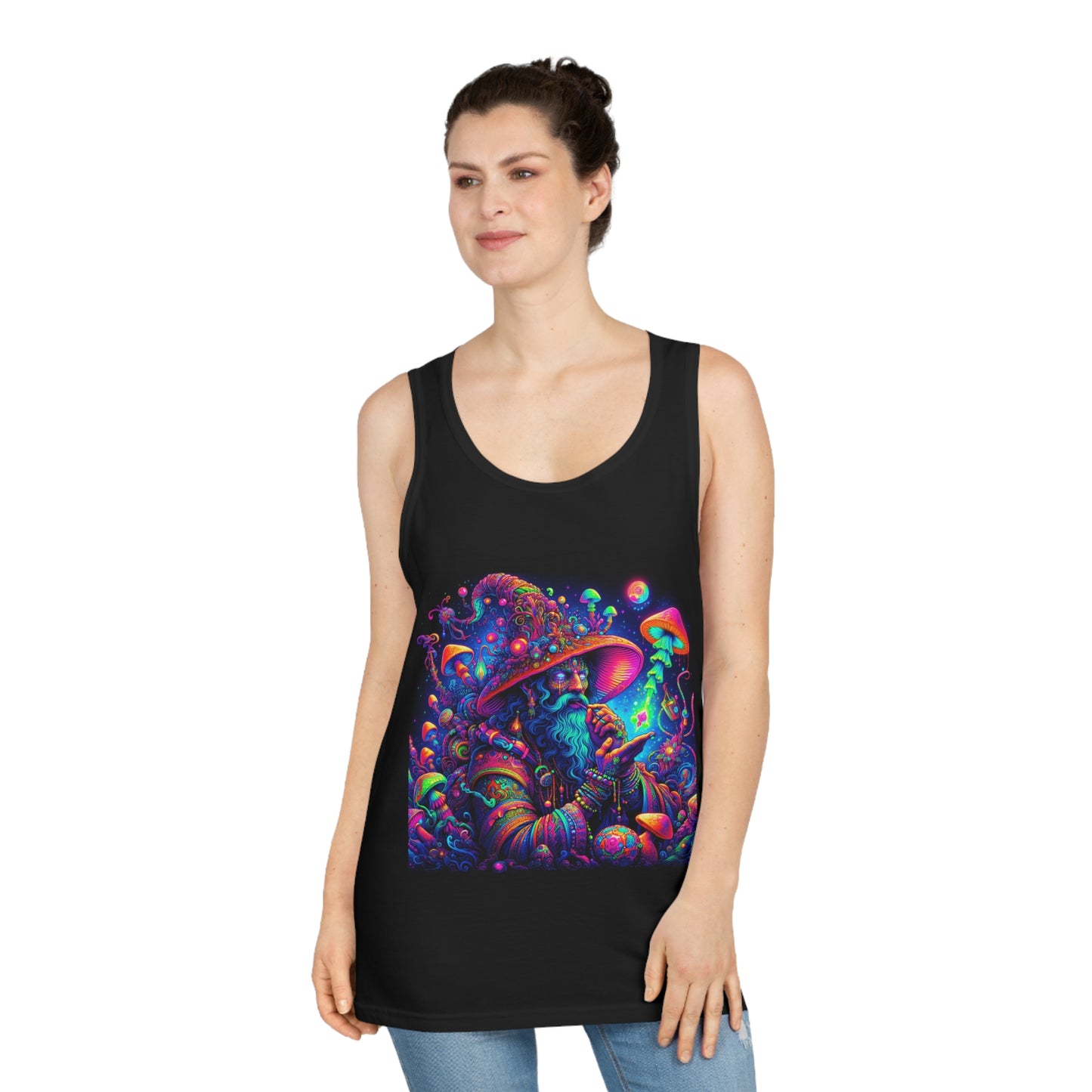 Vibrant Mushroom Art Unisex Tank Top - Psychedelic Design for Music Festivals & Summer Fun