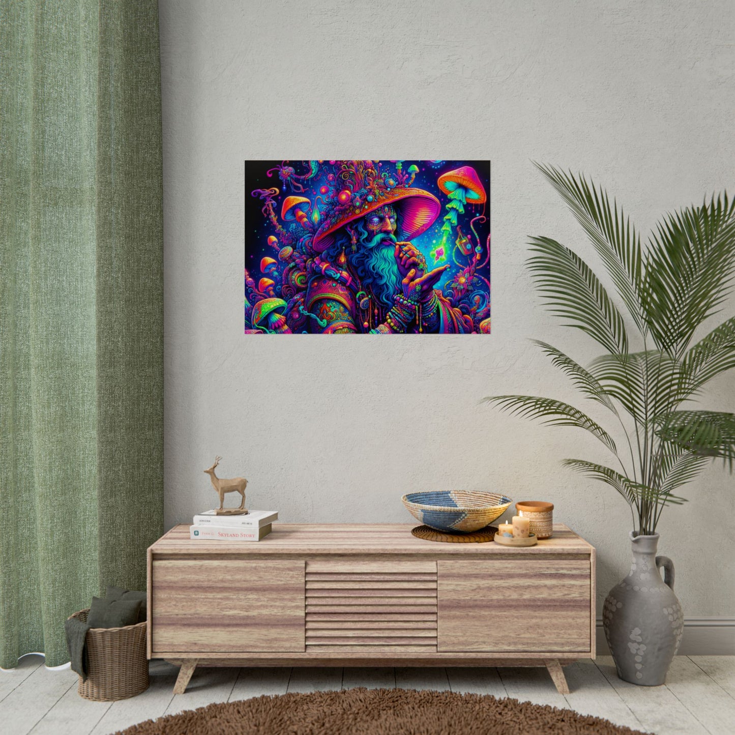 Psychedelic Wizard Rolled Poster - Vibrant Wall Art for Bohemian Decor