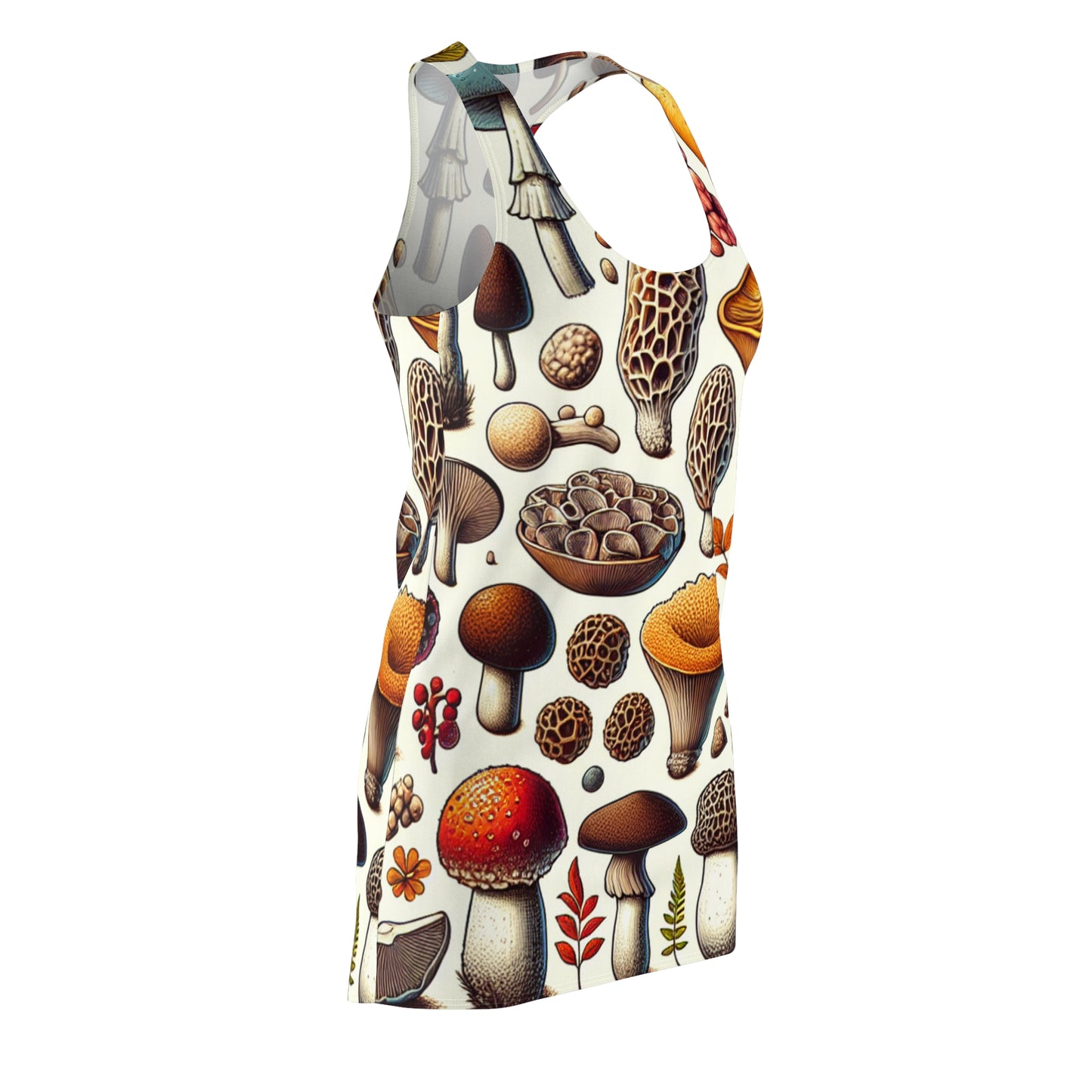 Botanical Mushroom Print Racerback Dress for Nature Lovers