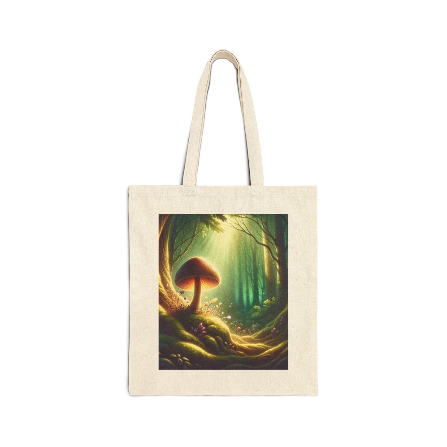 Whimsical Forest Mushroom Cotton Canvas Tote Bag - Eco-Friendly Shopping Essentials