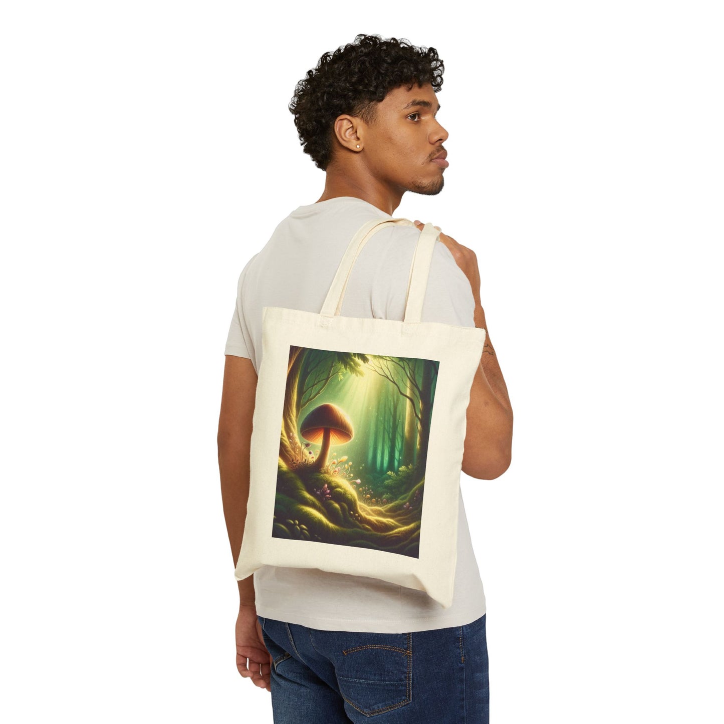 Whimsical Forest Mushroom Cotton Canvas Tote Bag - Eco-Friendly Shopping Essentials