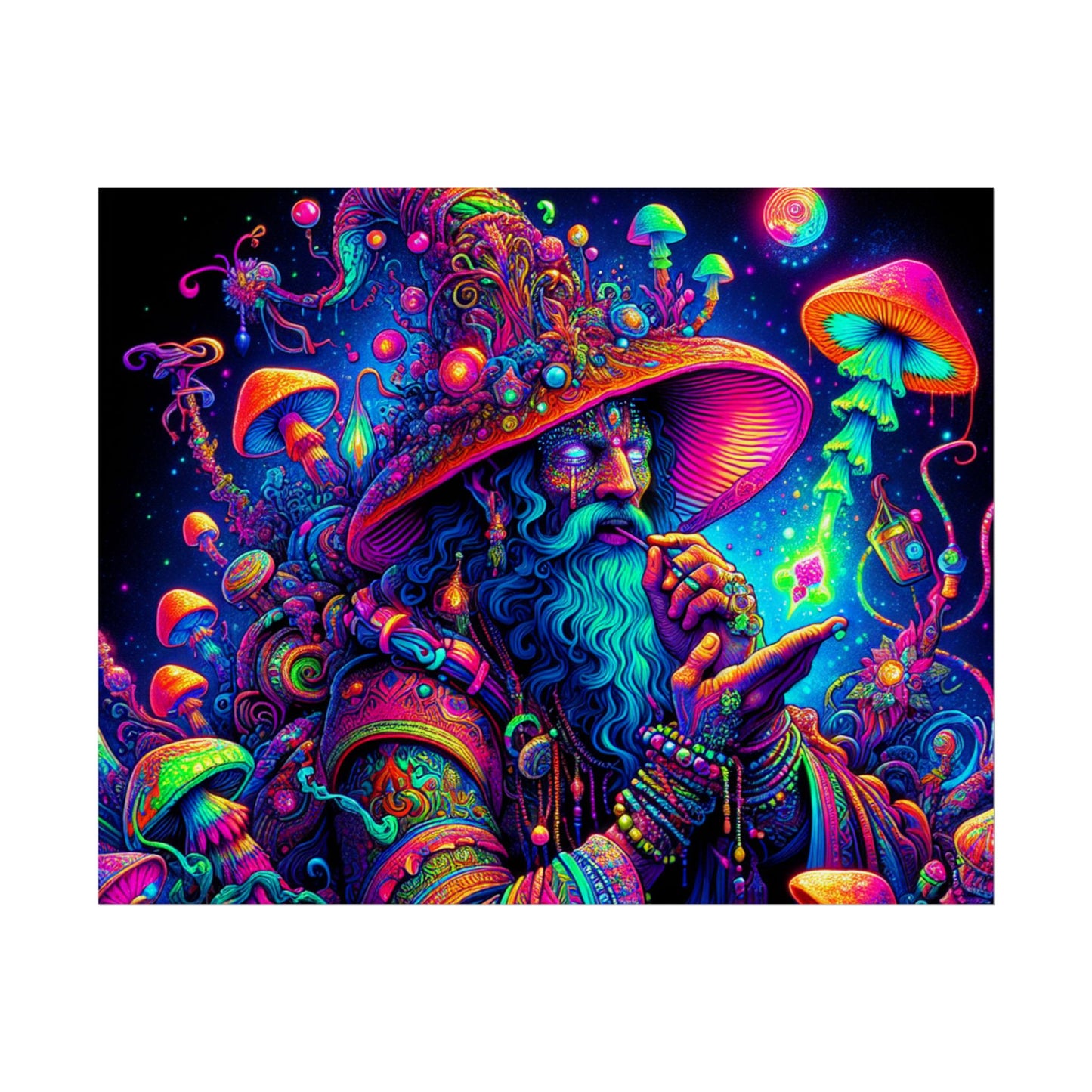 Psychedelic Wizard Rolled Poster - Vibrant Wall Art for Bohemian Decor