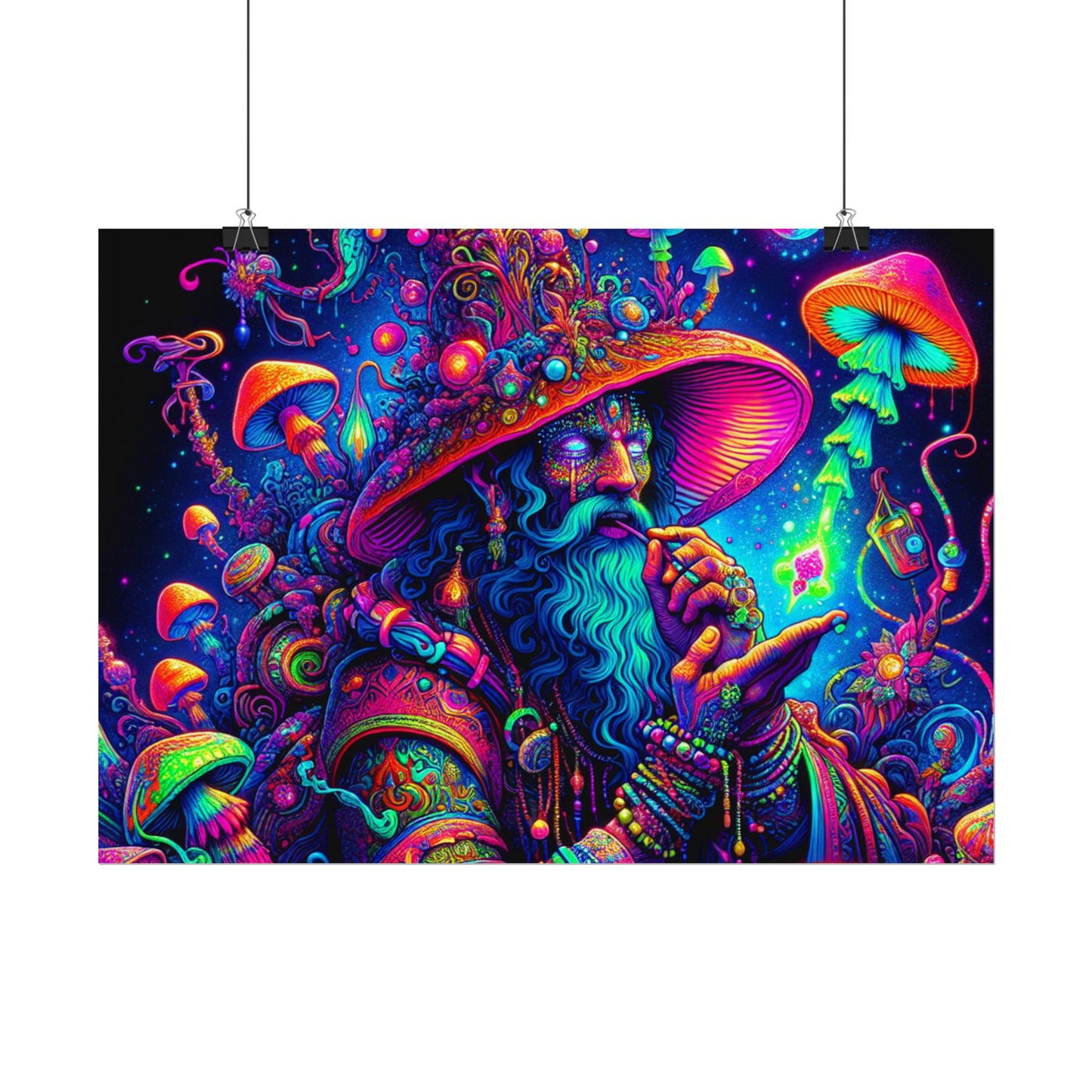 Psychedelic Wizard Rolled Poster - Vibrant Wall Art for Bohemian Decor