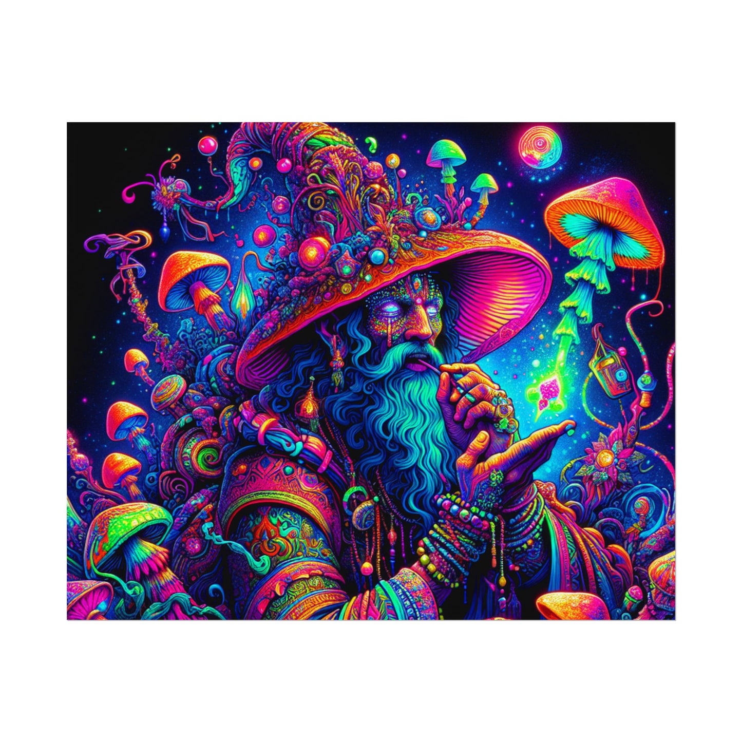 Psychedelic Wizard Rolled Poster - Vibrant Wall Art for Bohemian Decor