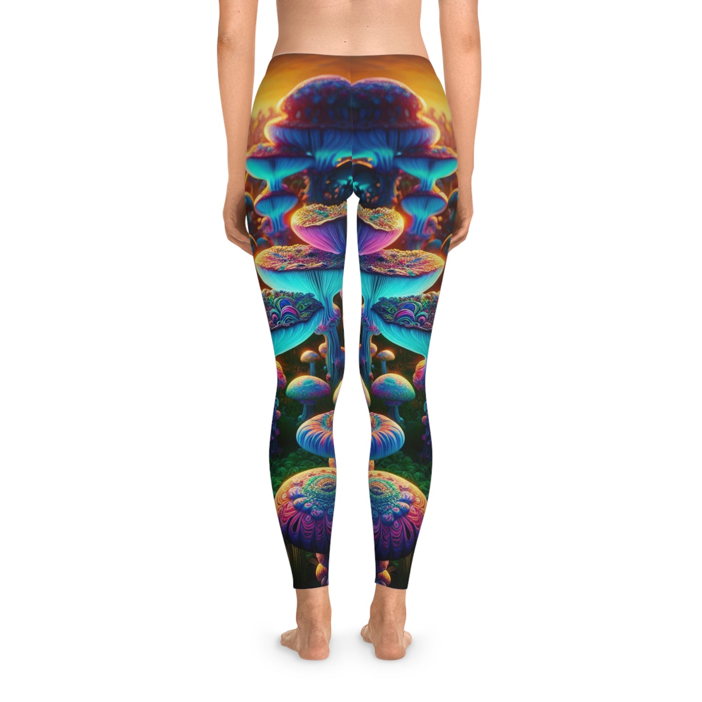 Bright Psychedelic Mushroom Stretchy Leggings (AOP)