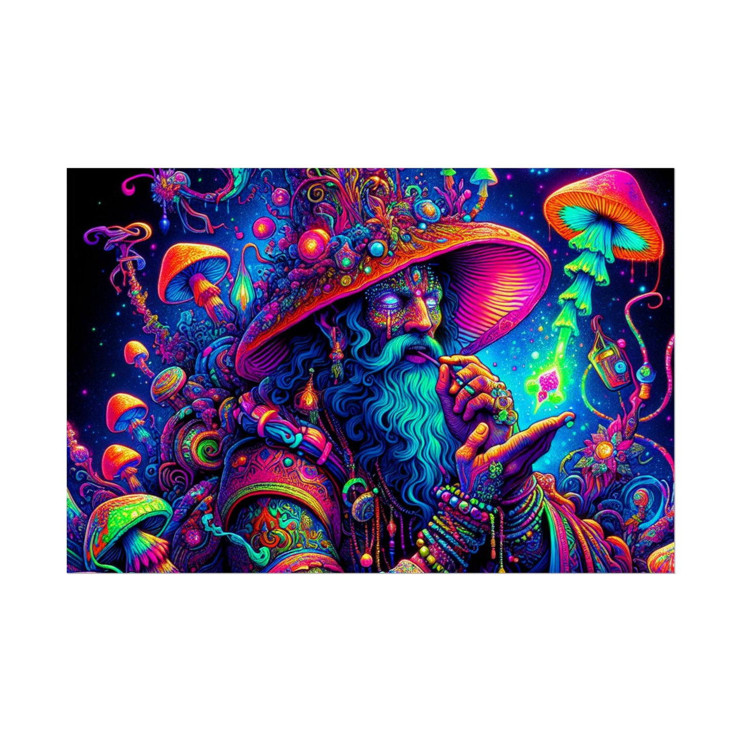 Psychedelic Wizard Rolled Poster - Vibrant Wall Art for Bohemian Decor