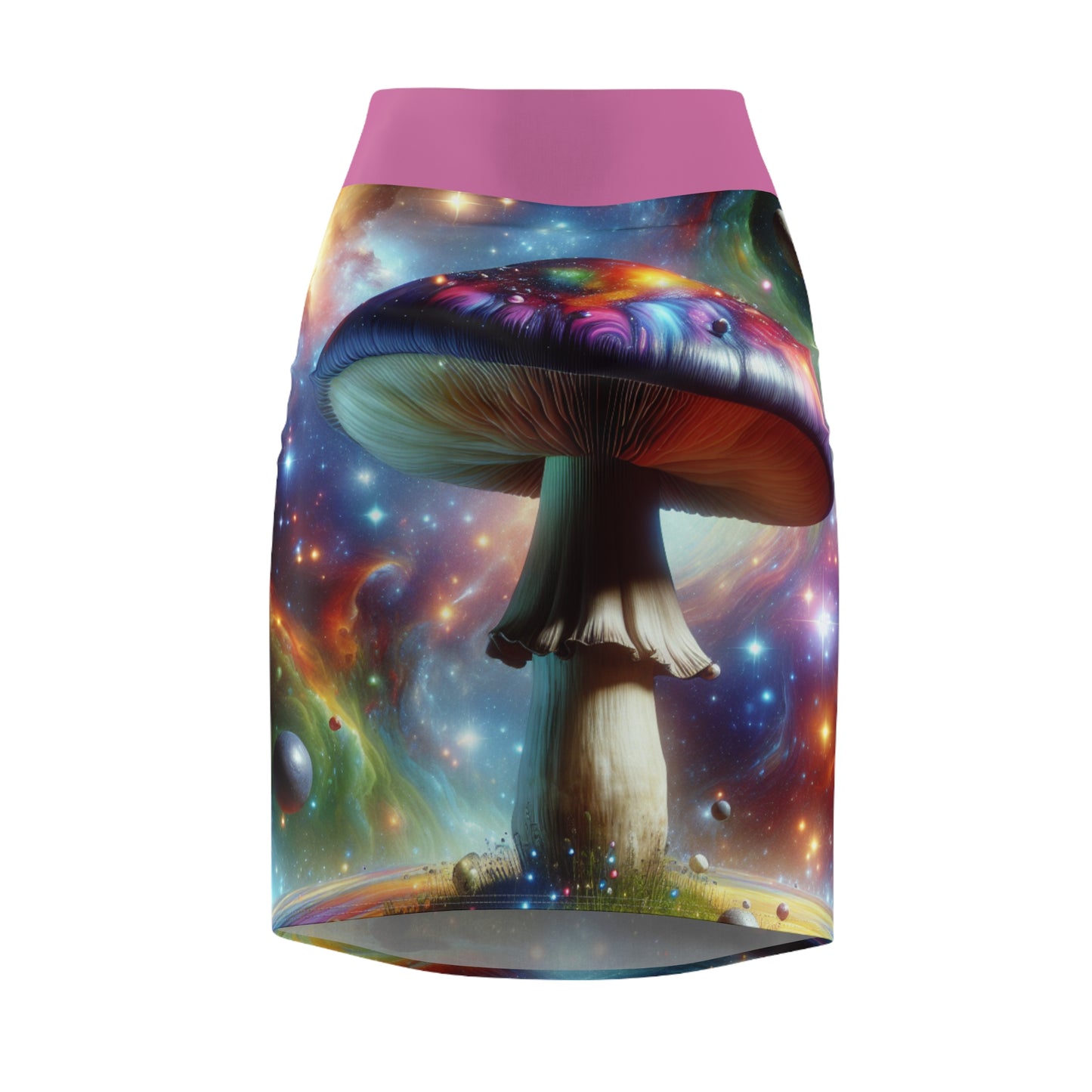 Psychedelic Mushroom Women's Pencil Skirt - Fun & Vibrant Fashion for Unique Style Lovers