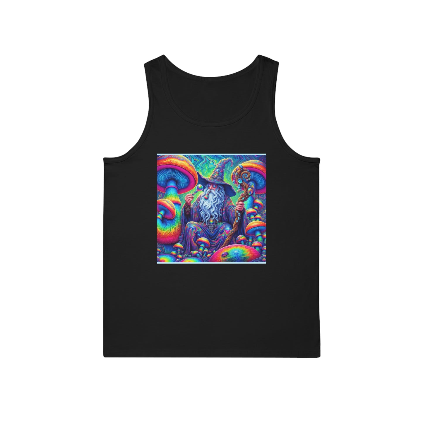 Psychedelic Wizard Tank Top | Unisex Softstyle Tee for Festivals & Casual Wear