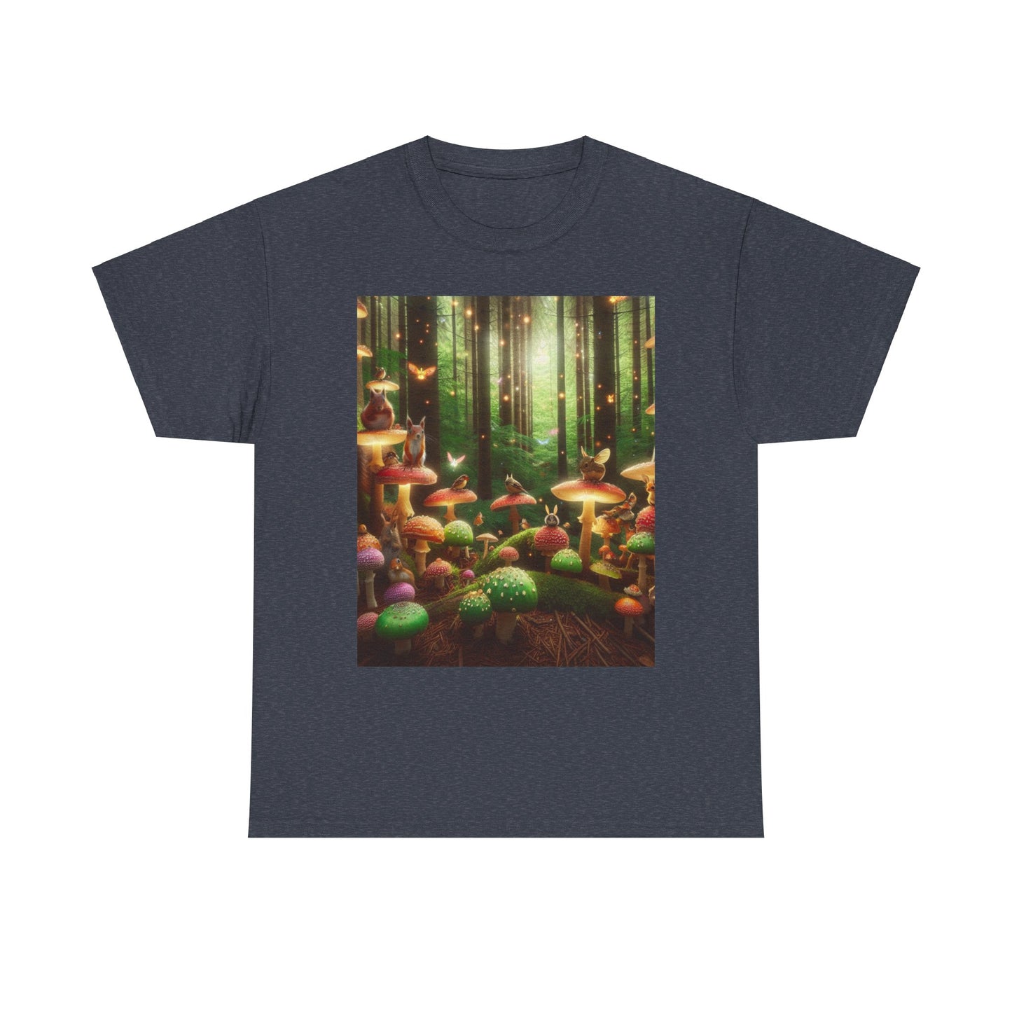 Unisex Heavy Cotton Mystical Forest Mushroom Print Tee