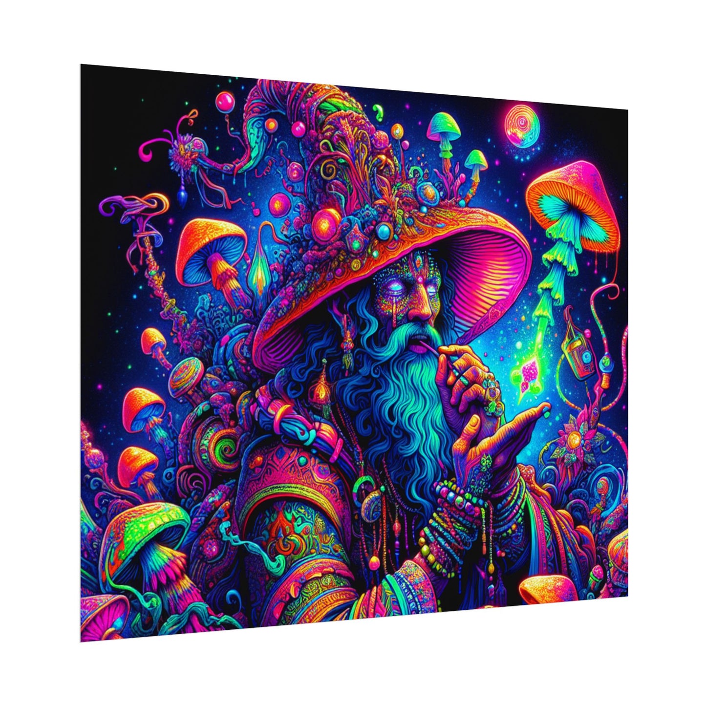 Psychedelic Wizard Rolled Poster - Vibrant Wall Art for Bohemian Decor