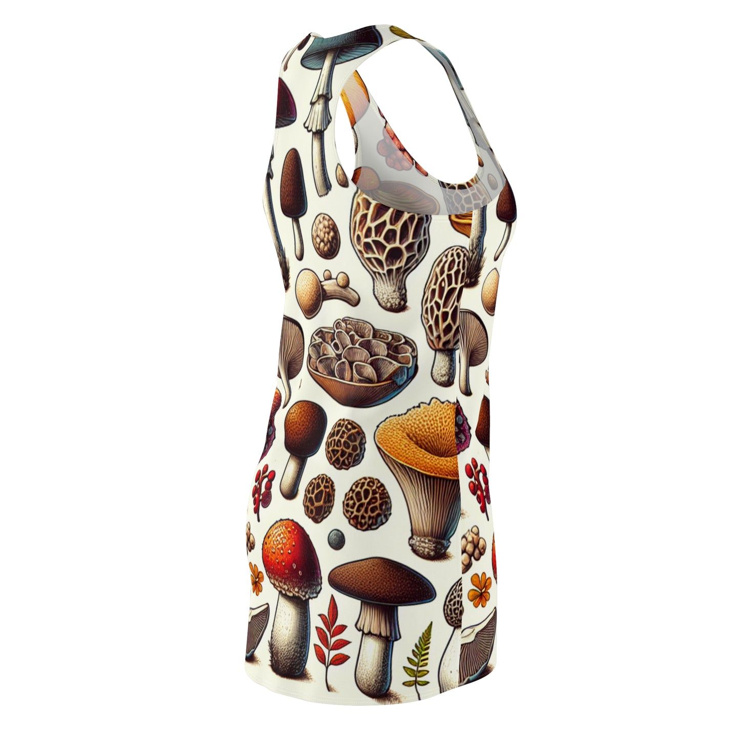 Botanical Mushroom Print Racerback Dress for Nature Lovers