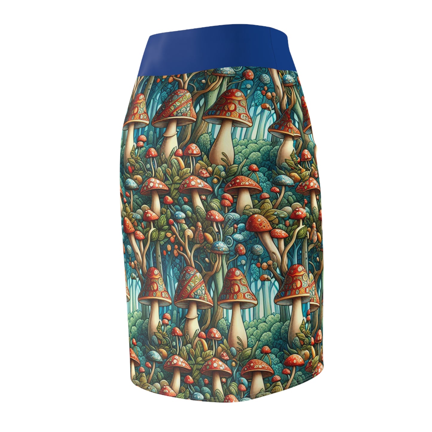 Whimsical Forest Mushroom Women's Pencil Skirt - Vibrant, Nature-Inspired Fashion