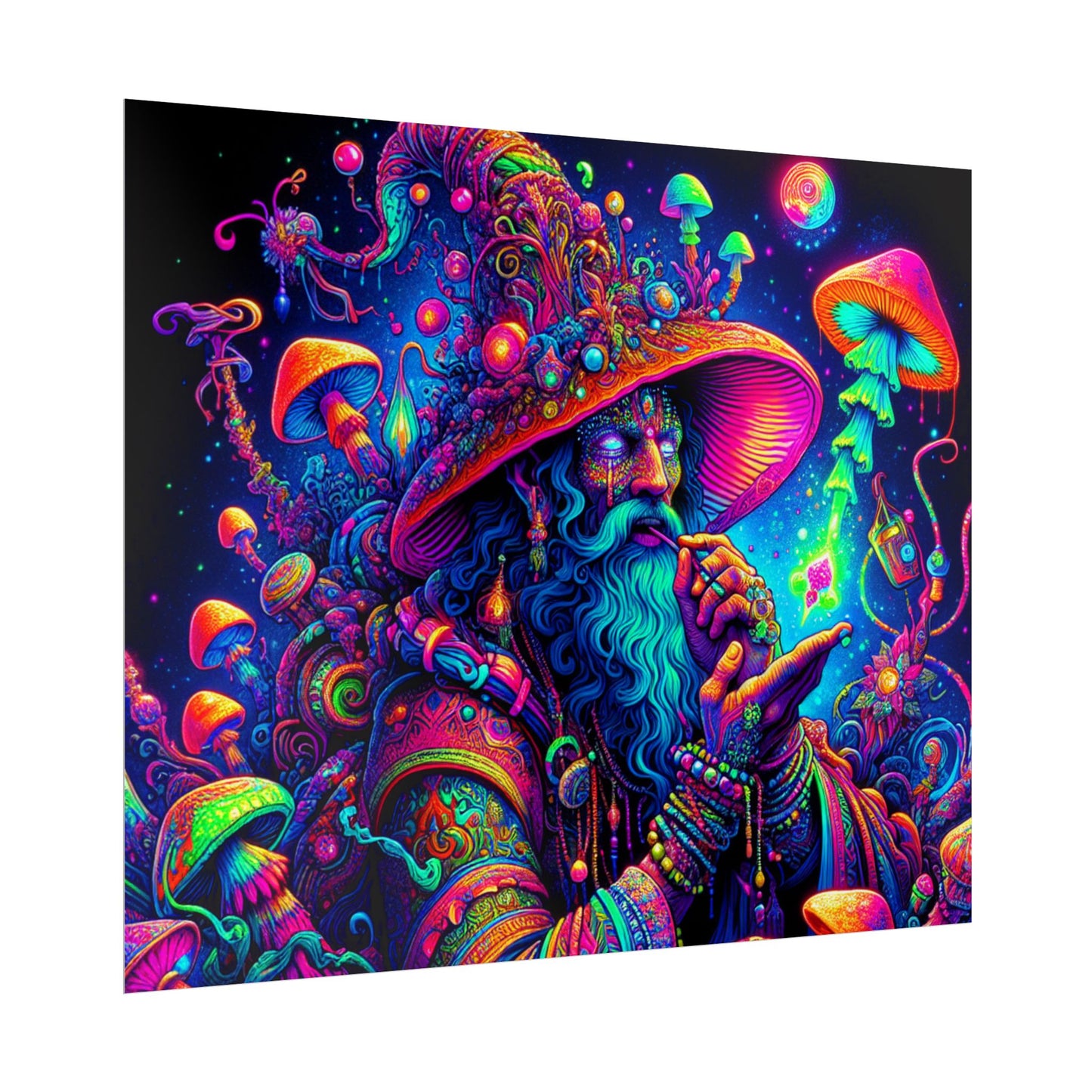 Psychedelic Wizard Rolled Poster - Vibrant Wall Art for Bohemian Decor