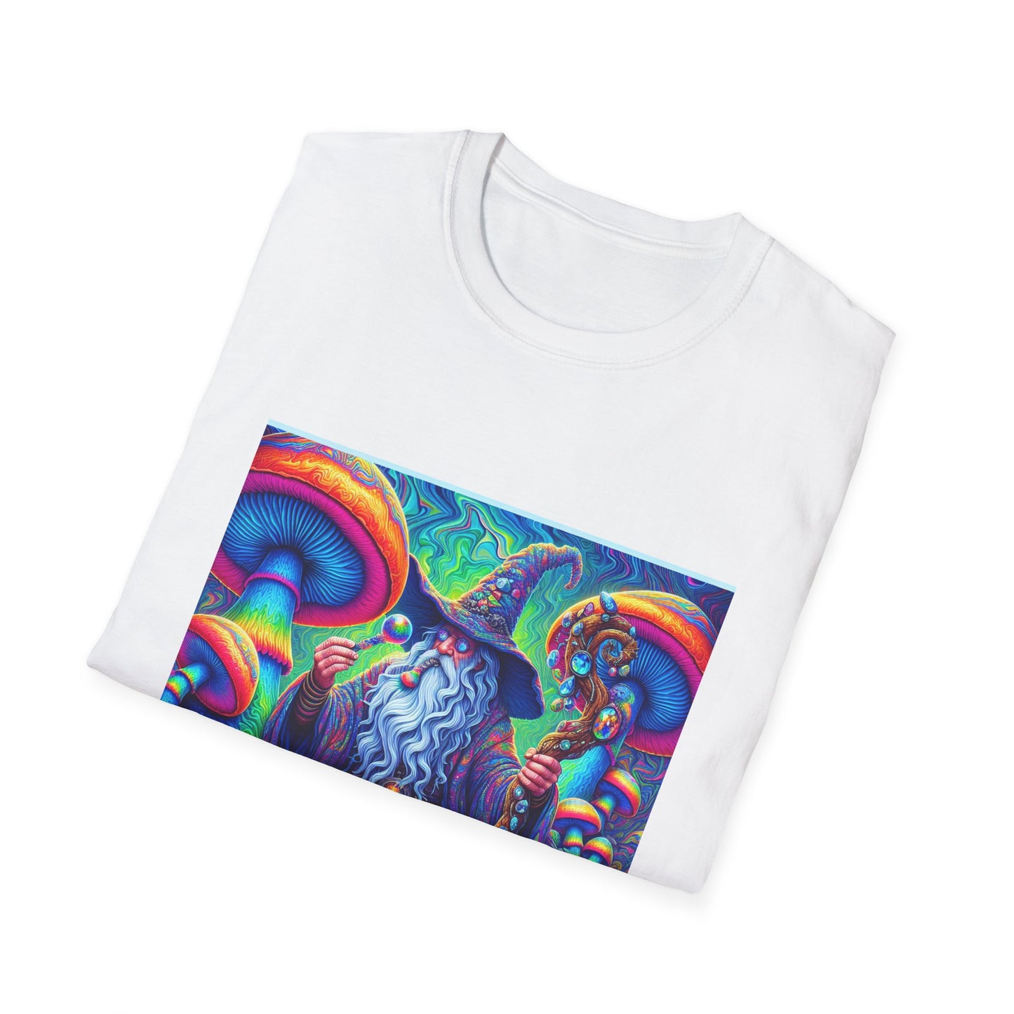 Psychedelic Mushroom Wizard Unisex T-Shirt | Vibrant Art Tee for Nature Lovers