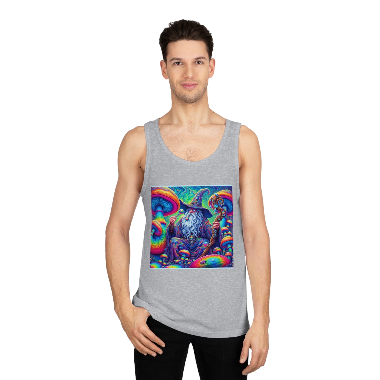 Psychedelic Wizard Tank Top | Unisex Softstyle Tee for Festivals & Casual Wear