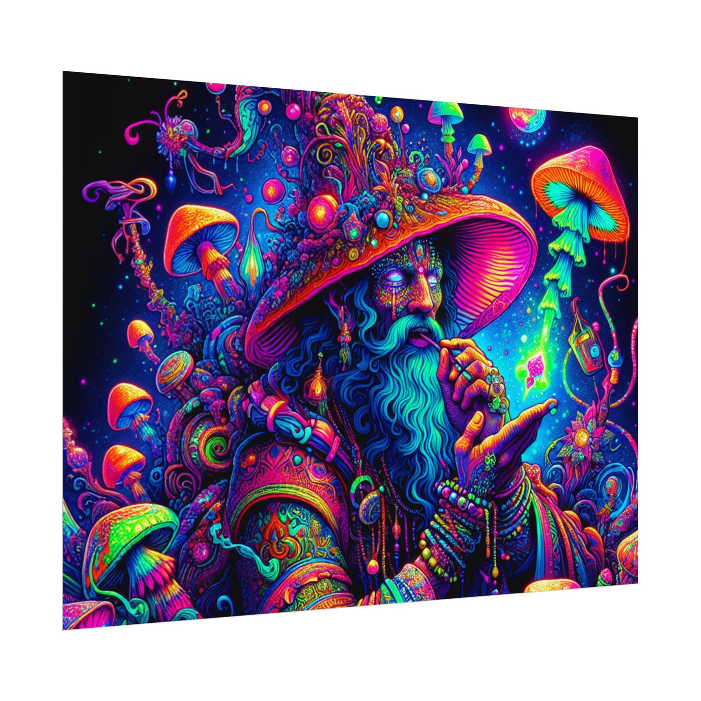 Psychedelic Wizard Rolled Poster - Vibrant Wall Art for Bohemian Decor